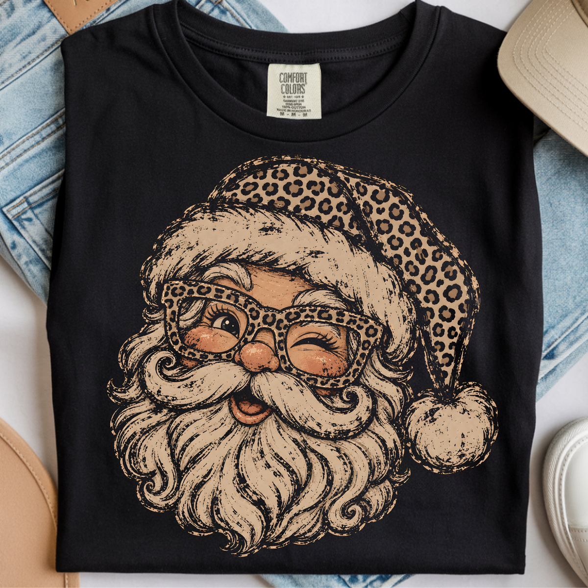 Animal Print Santa DTF Print