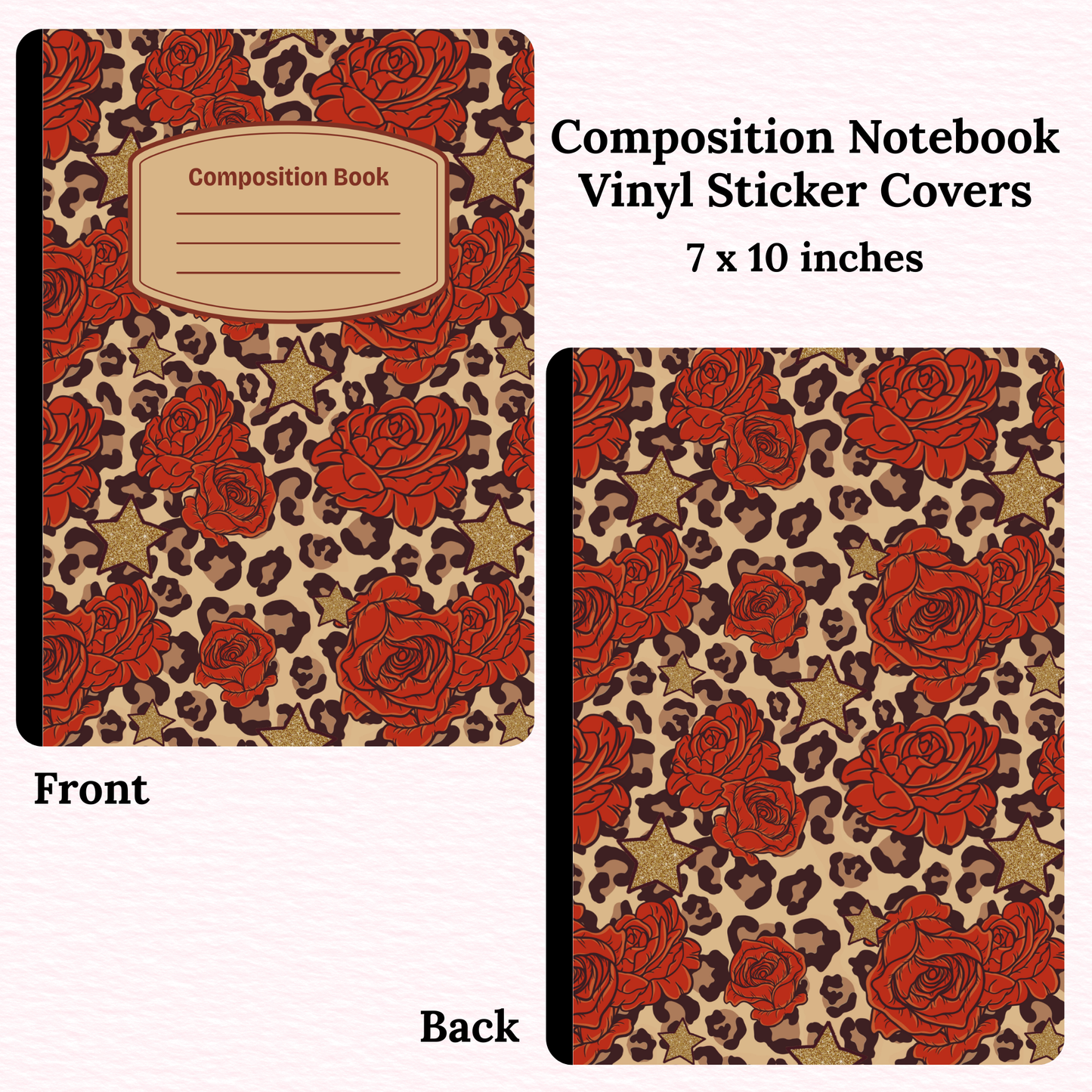 Cheetah and Roses Composition Notebook Vinyl Cover