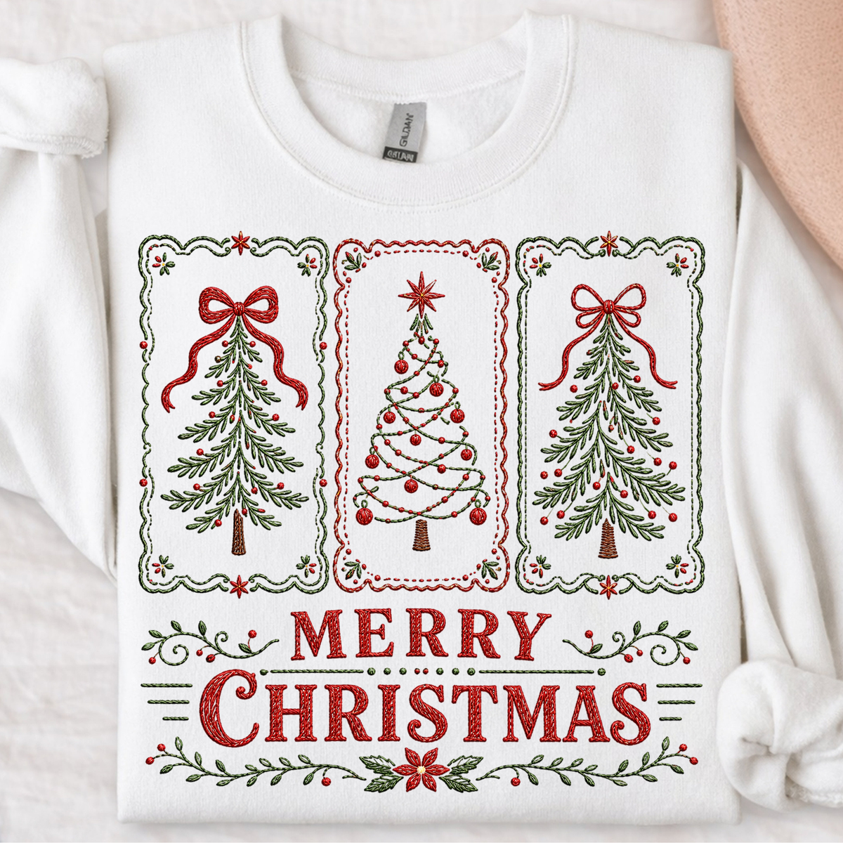 Faux Embroidery Christmas DTF Transfer