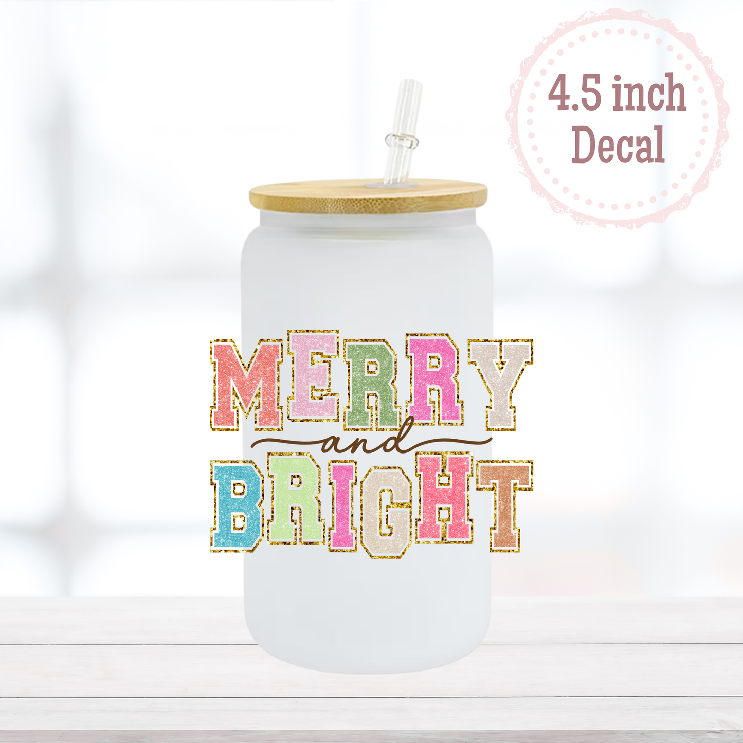 Merry & Bright UVDTF Decal