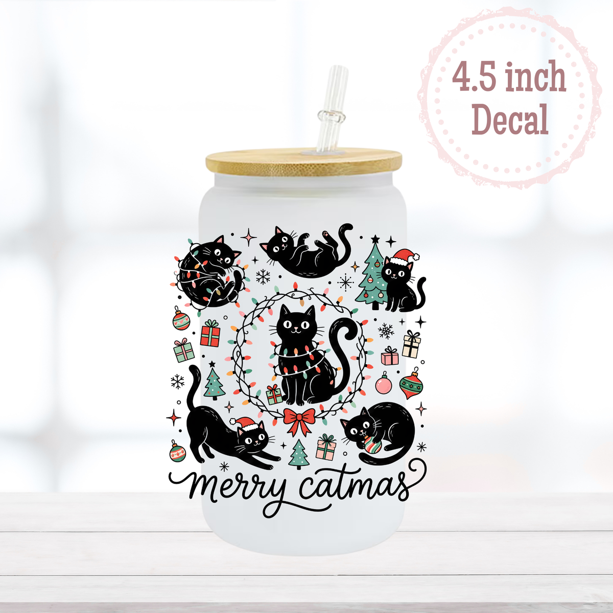 Merry Catmas UVDTF Decal