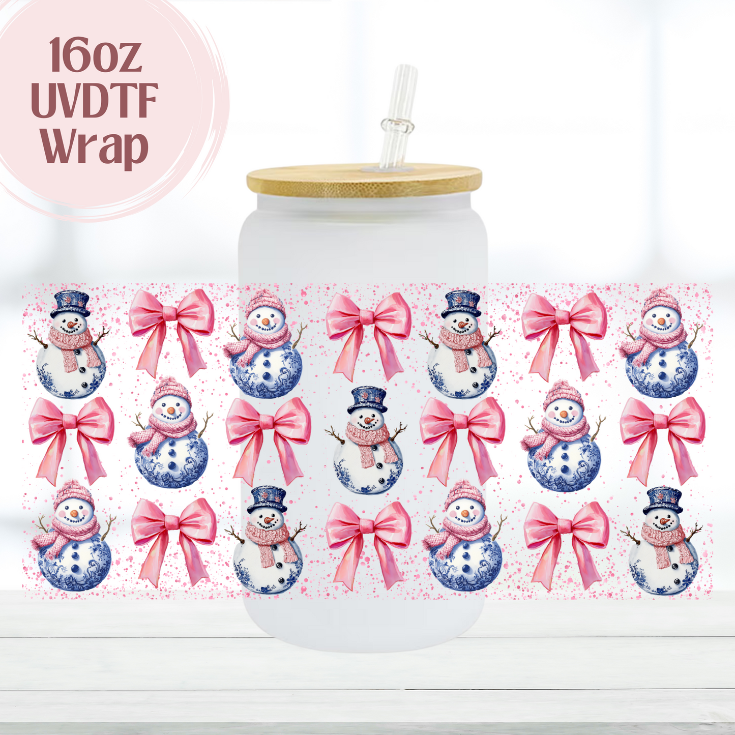 Coquette Snowmen 16oz UVDTF Cup Wrap