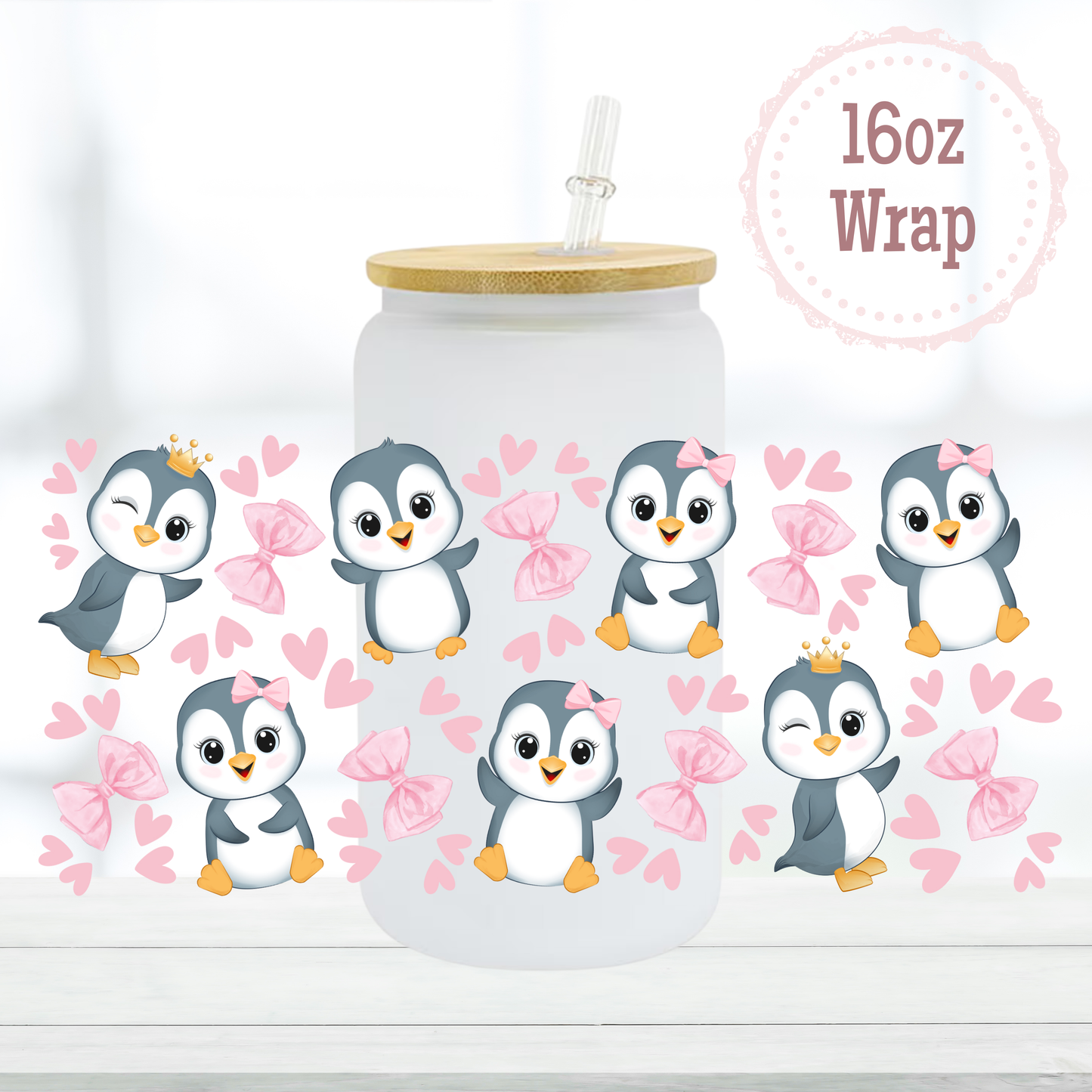 Cute Penguins 16oz UVDTF Cup Wrap