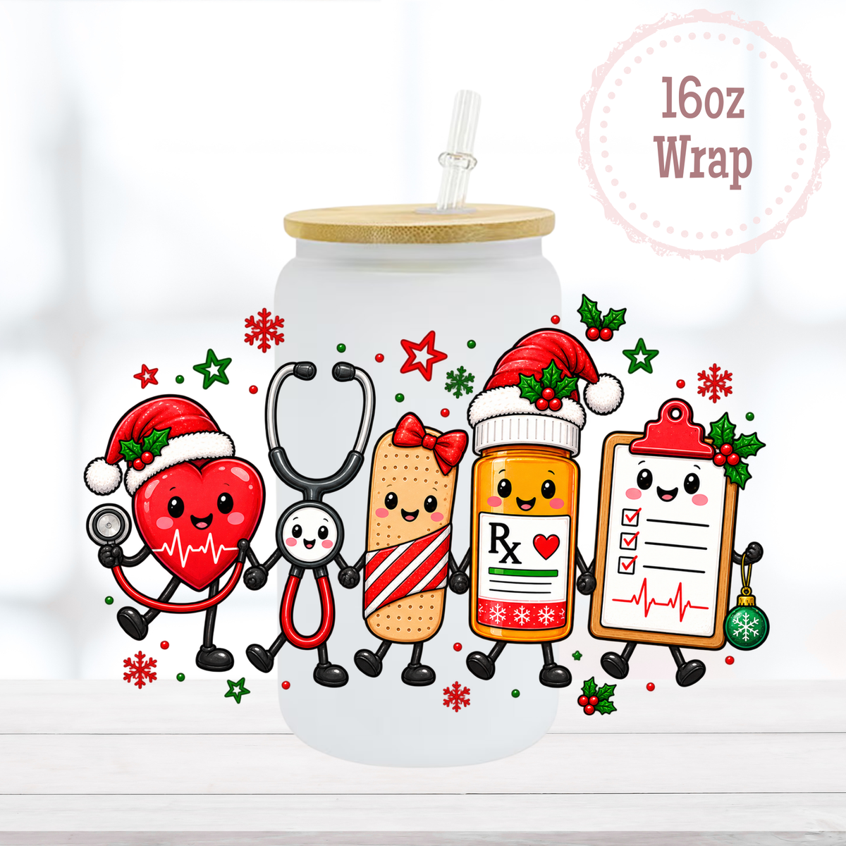 Medical Christmas 16oz UVDTF Cup Wrap