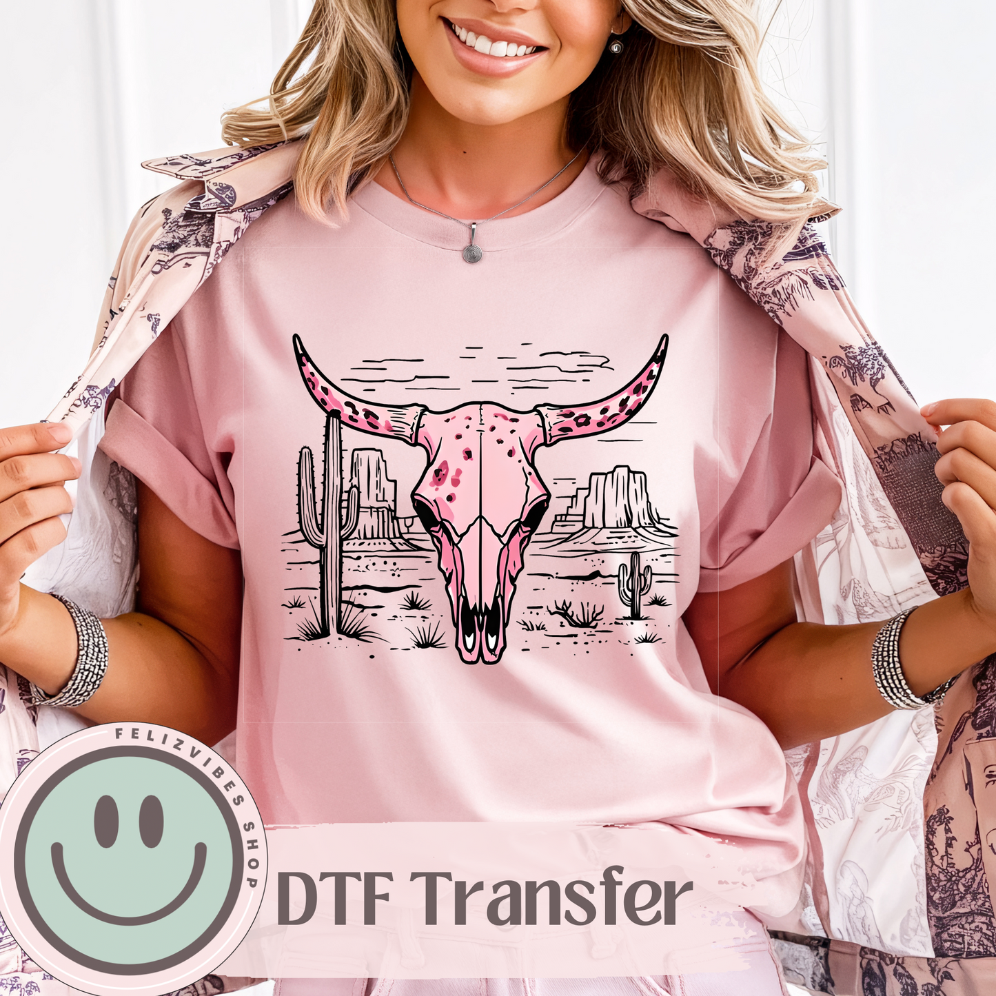 Pink Skull DTF Print