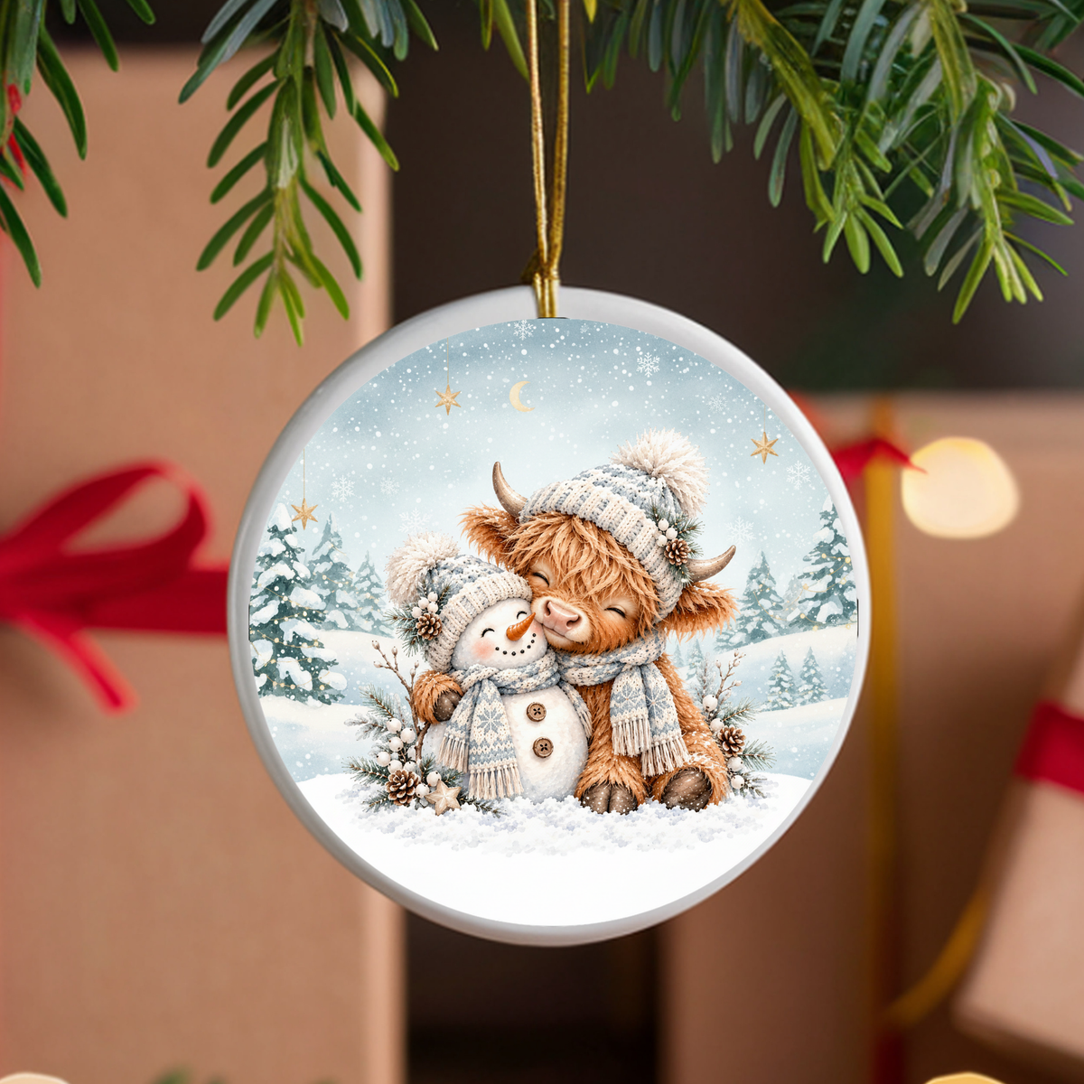 Cow and Snowman UVDTF Ornament Decal