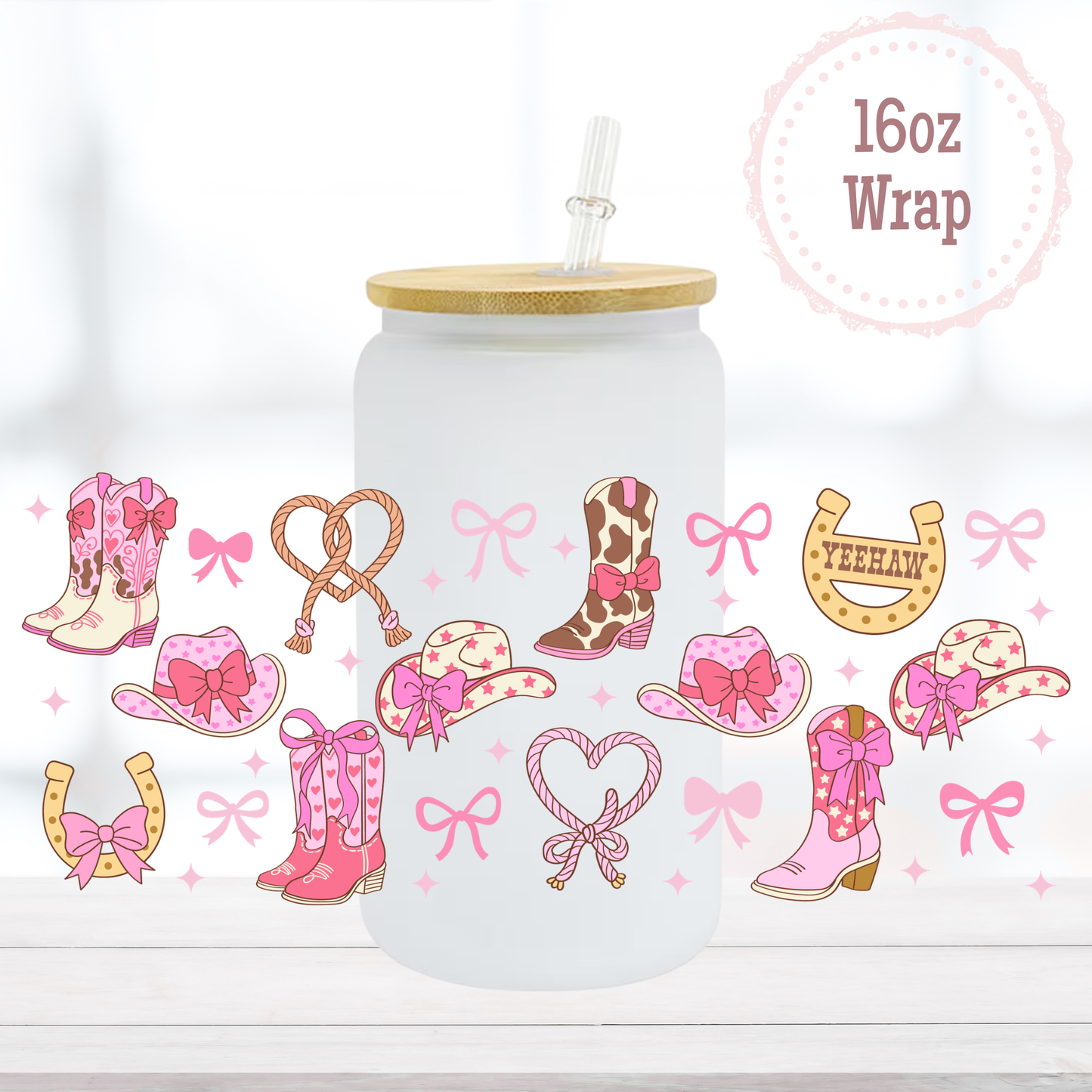 Girly Western 16oz UVDTF Cup Wrap