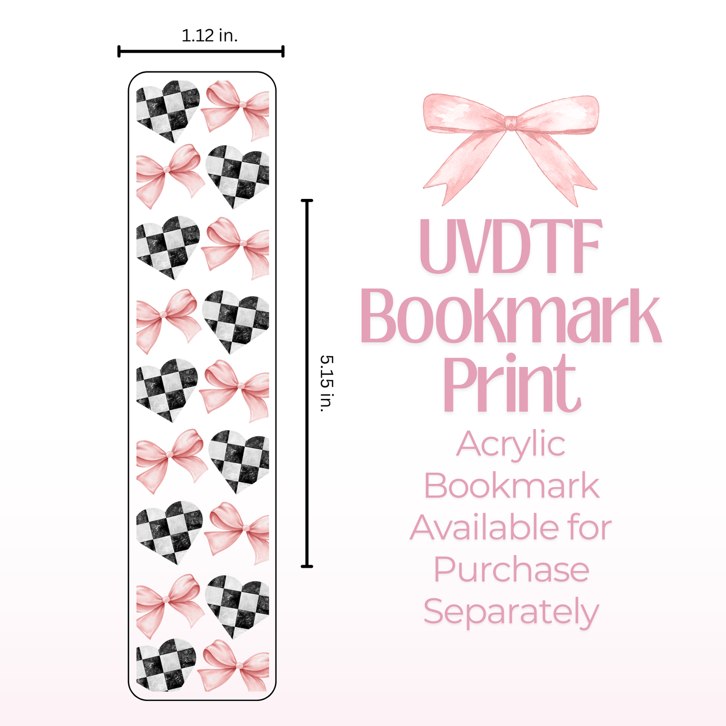 Checkered Hearts Double Sided Bookmark