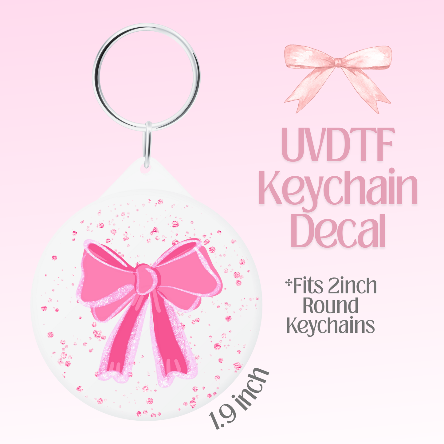Pink Bow Round Keychain Decal