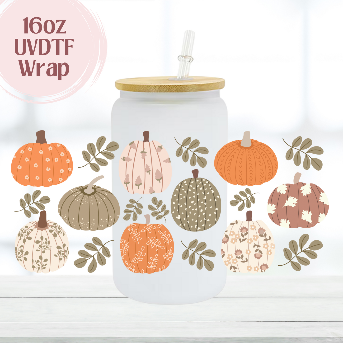 Vintage Pumpkins 16oz UVDTF Cup Wrap