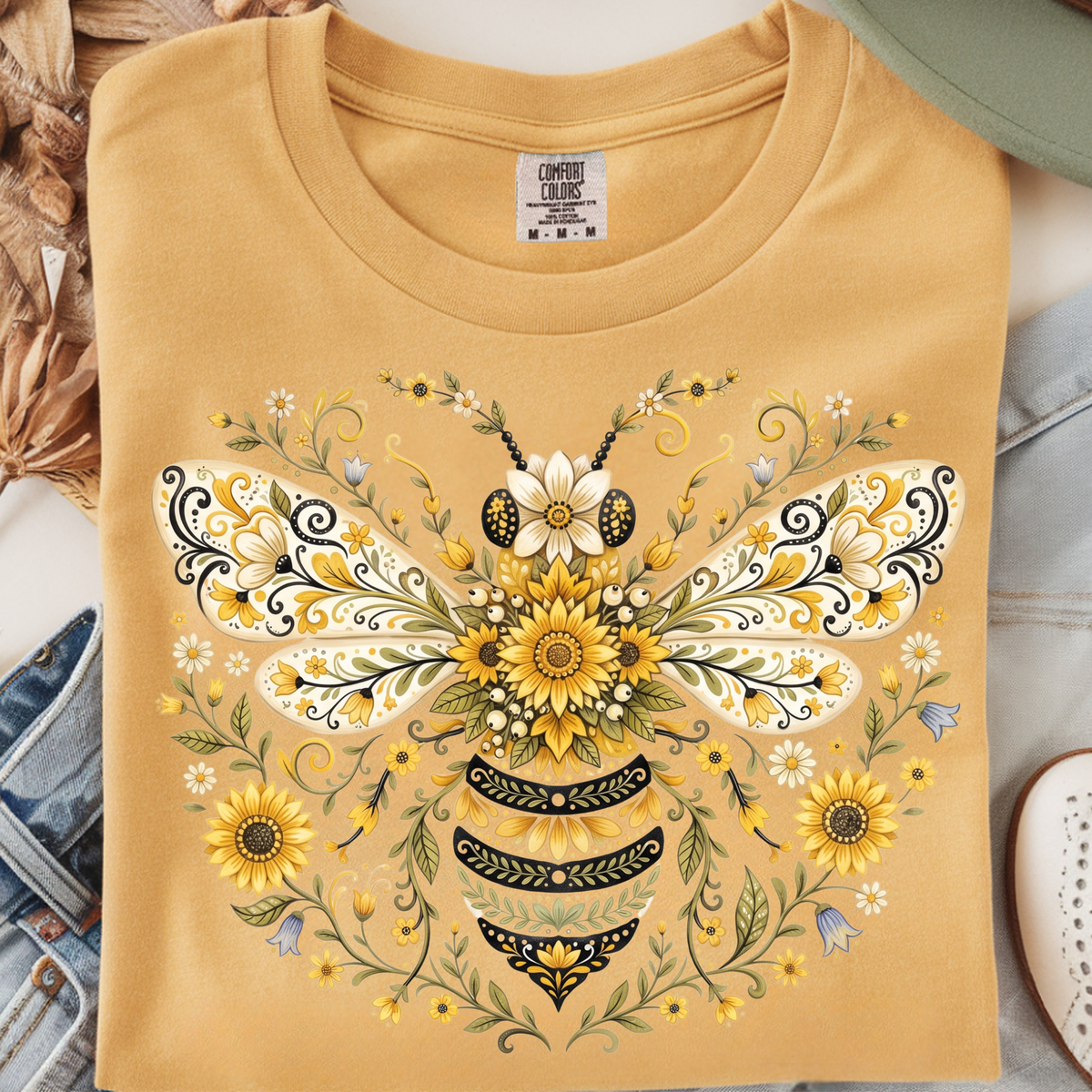 Floral Bee DTF Print