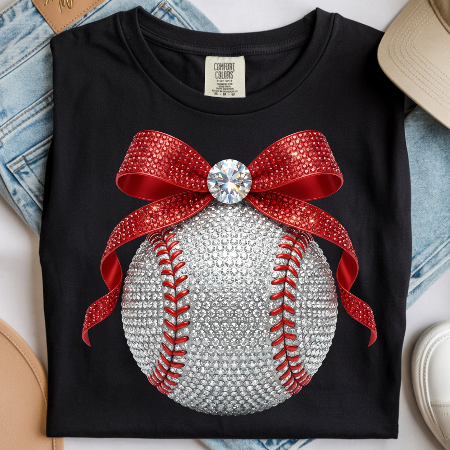 Rhinestone Baseball DTF Print