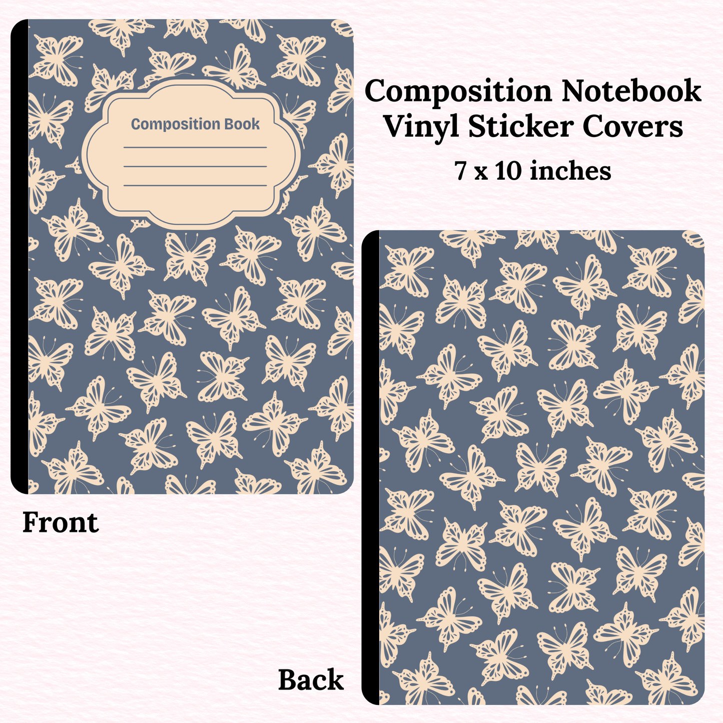 Blue Butterflies Composition Notebook Vinyl Cover