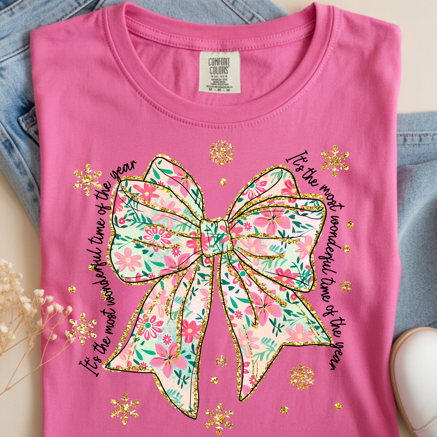Most Wonderful Time Bow DTF Print