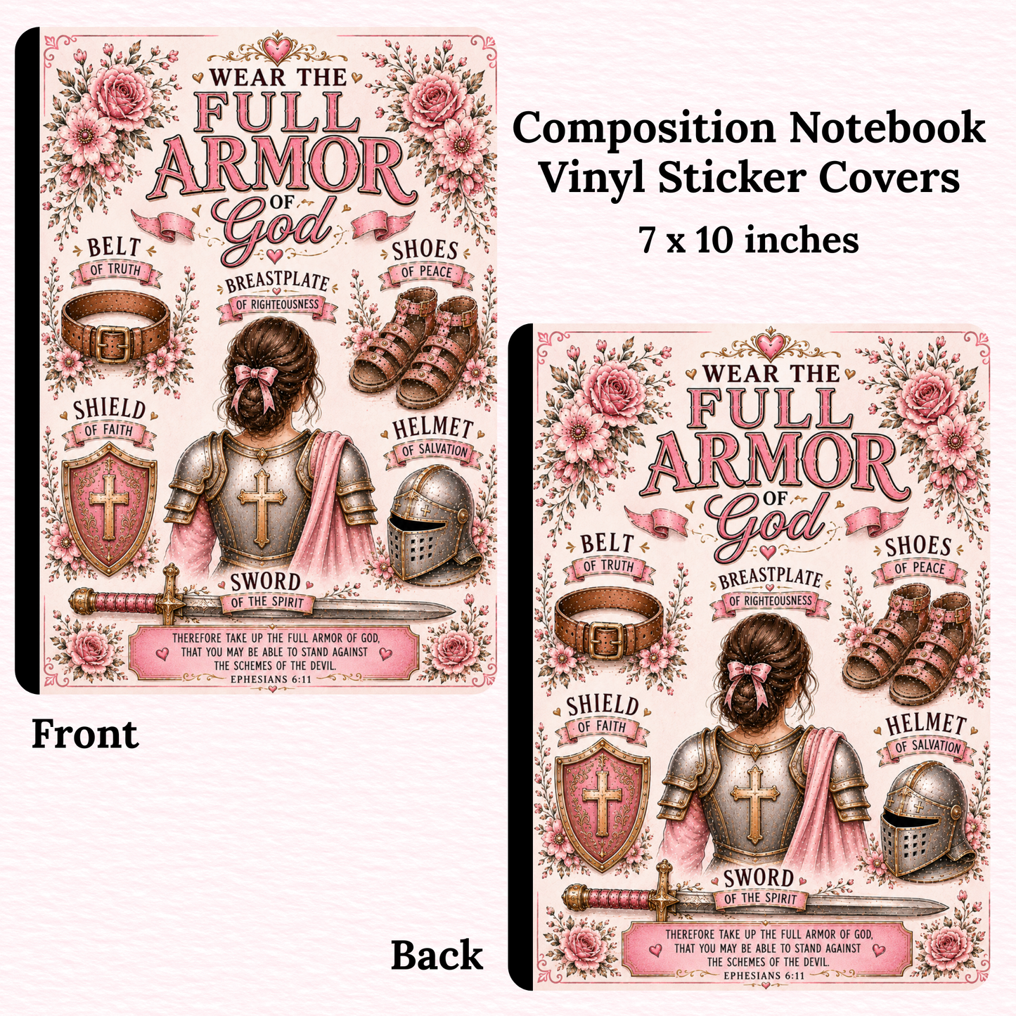 Armor of God Girl Composition Notebook Vinyl Cover