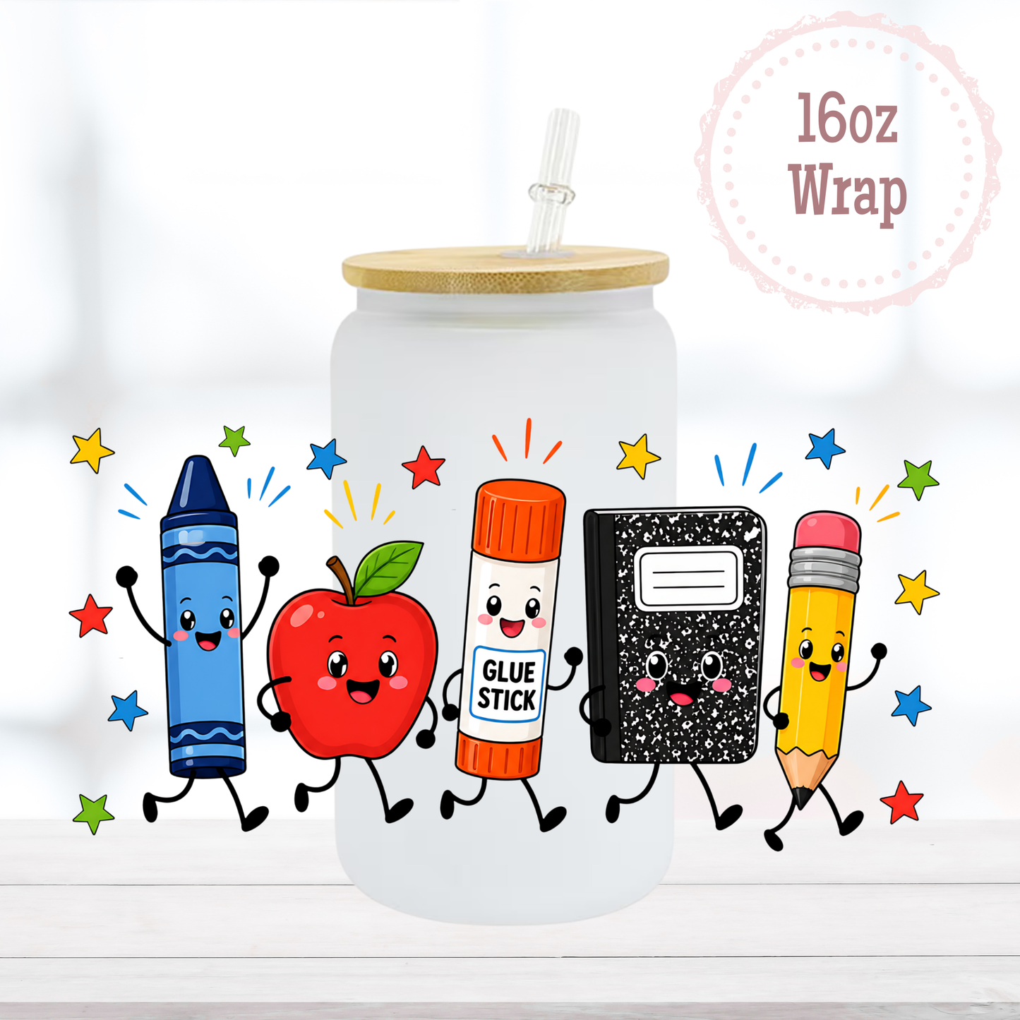 Happy School Supplies 16oz UVDTF Cup Wrap