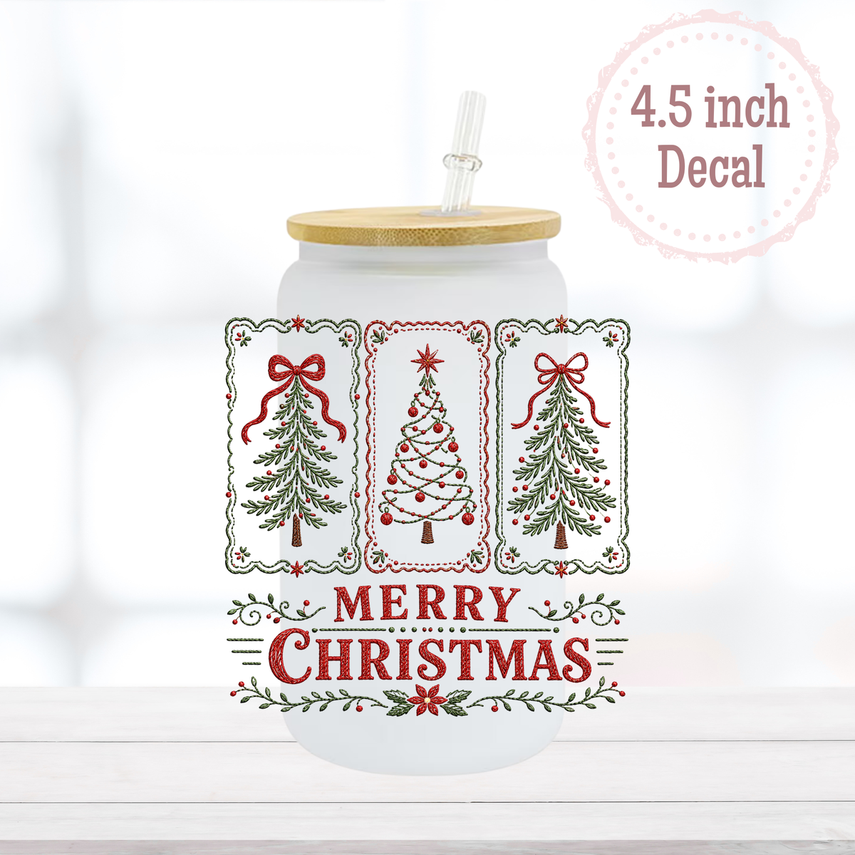 Faux Embroidery Christmas UVDTF Decal