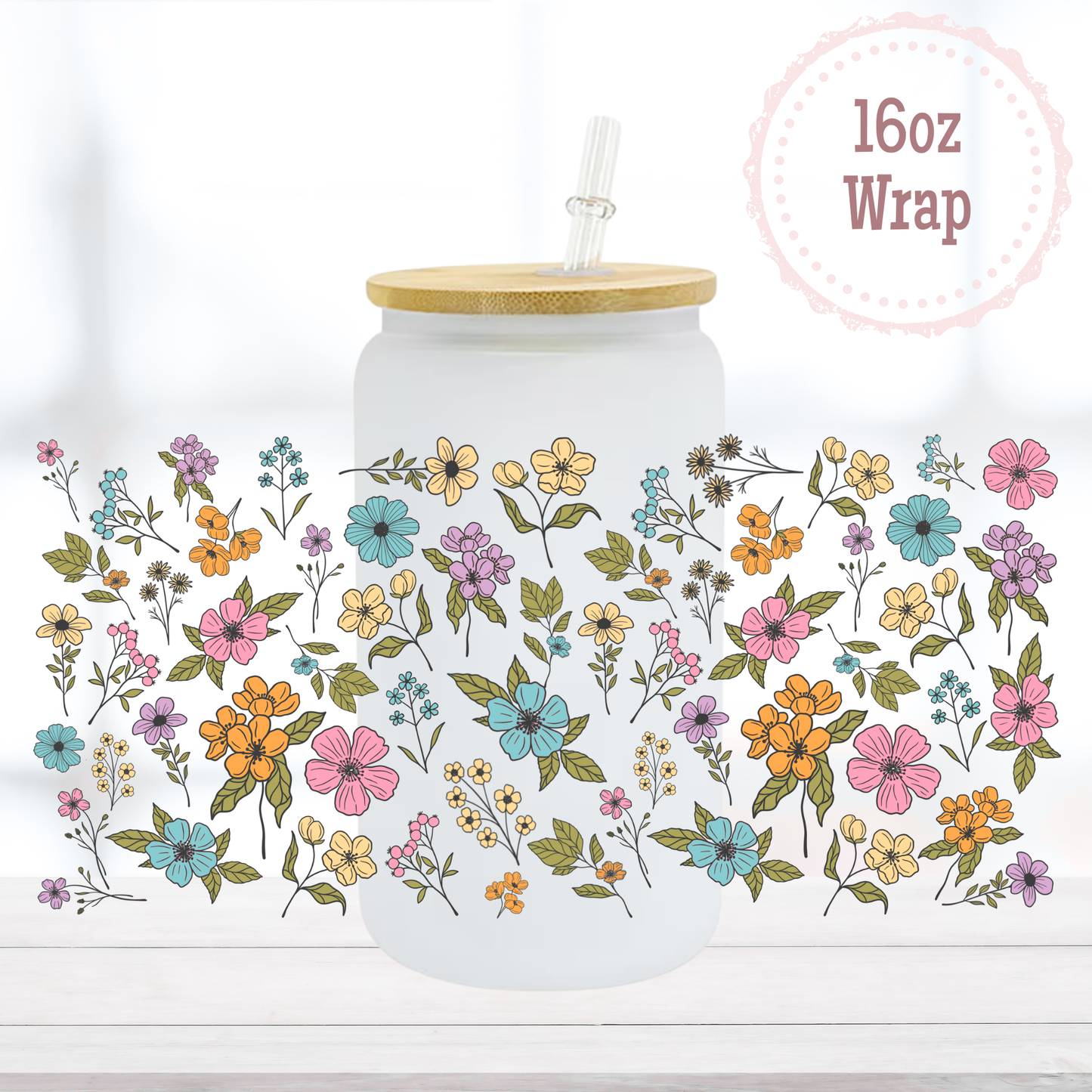 Flowers 16oz UVDTF Cup Wrap