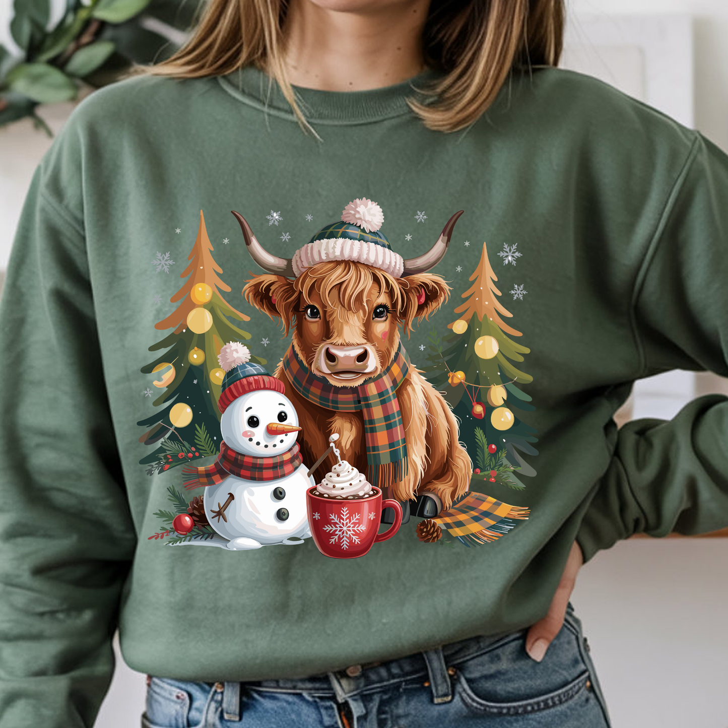 Cow and Snowman DTF Print