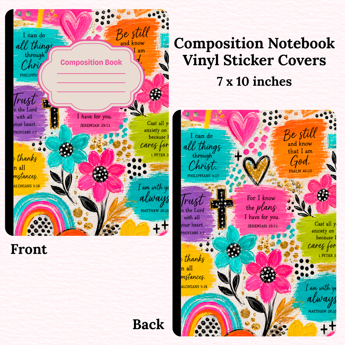 Floral Bible Verses Composition Notebook Vinyl Cover