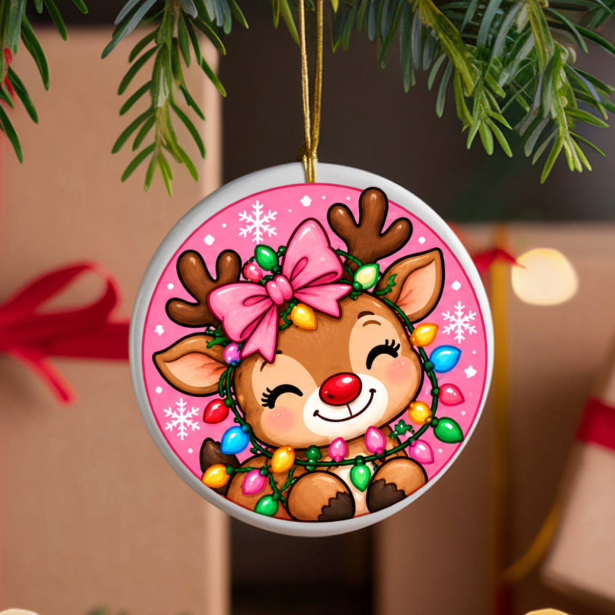 Cute Reindeer UVDTF Ornament Decal