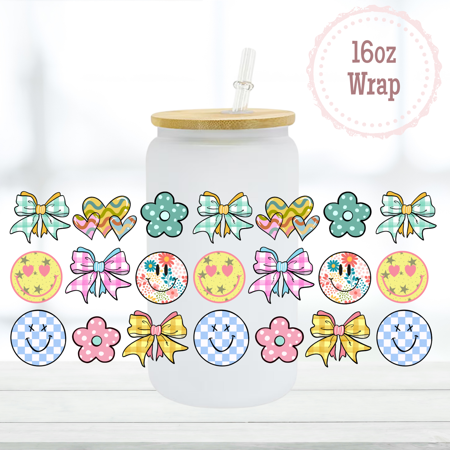 Bright Smileys 16oz UVDTF Cup Wrap