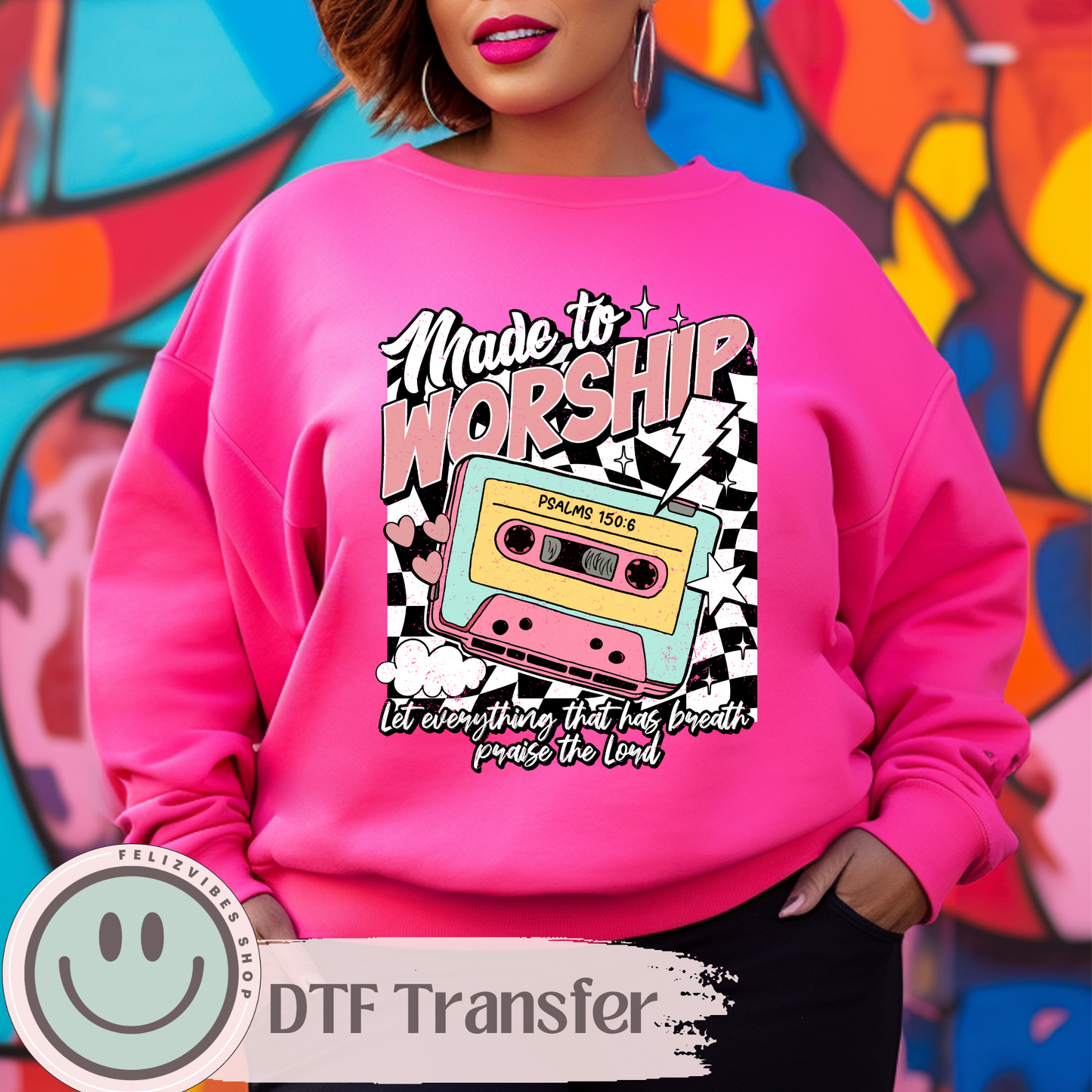 Made to Worship Checkered DTF Print