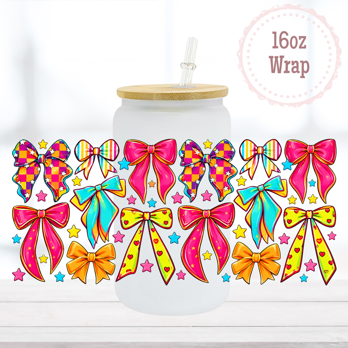 Neon Bows 16oz UVDTF Cup Wrap