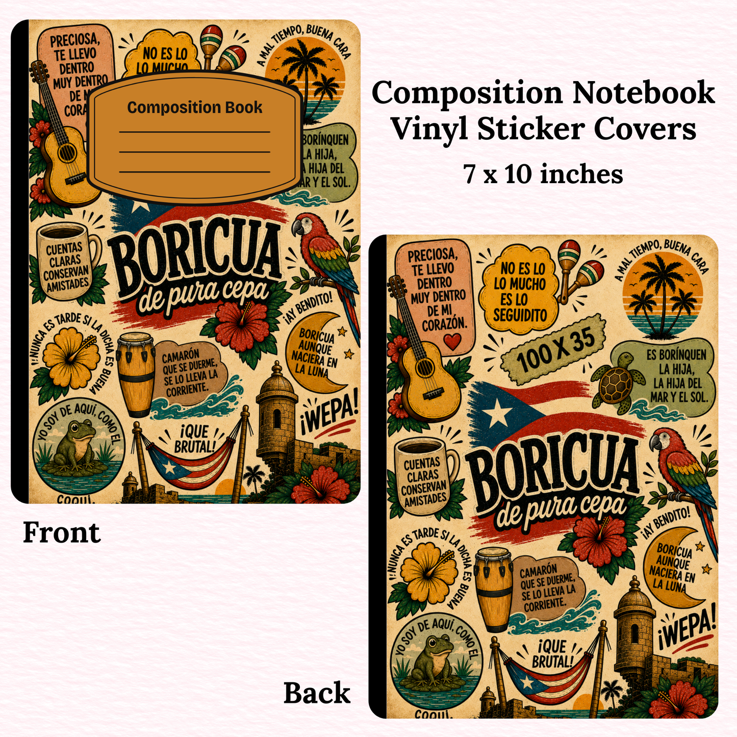 Puerto Rican Sayings Boricua Composition Notebook Vinyl Cover