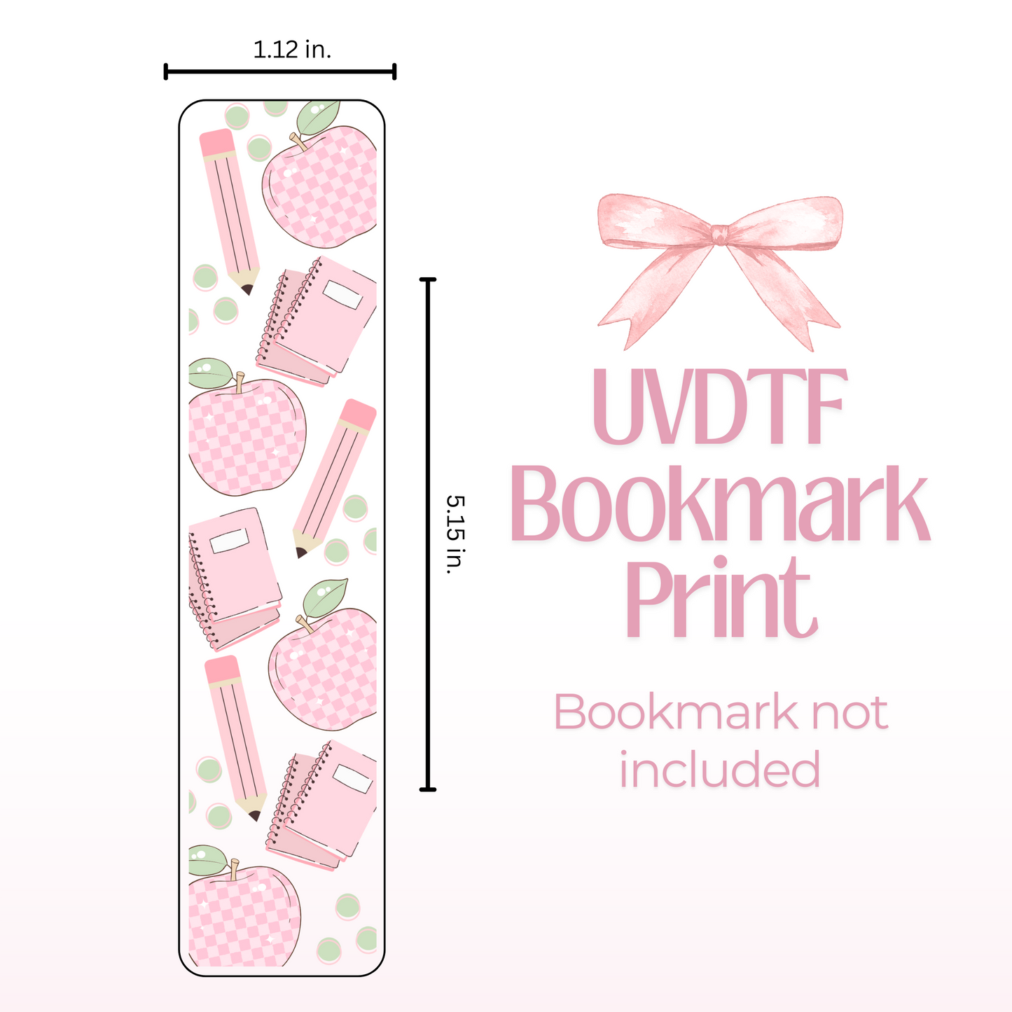 Pink School Supplies Double Sided Bookmark