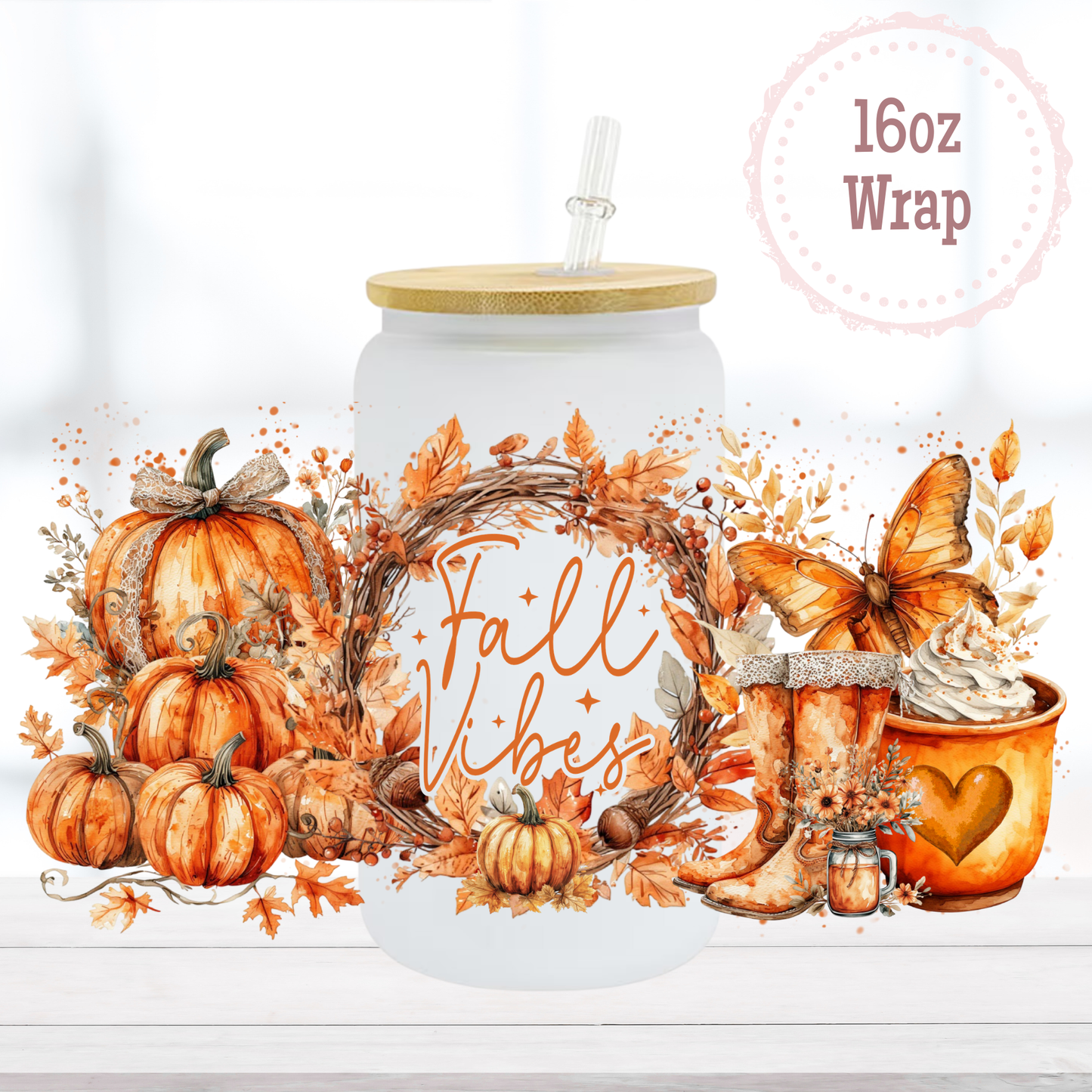 Fall Vibes 16oz UVDTF Cup Wrap
