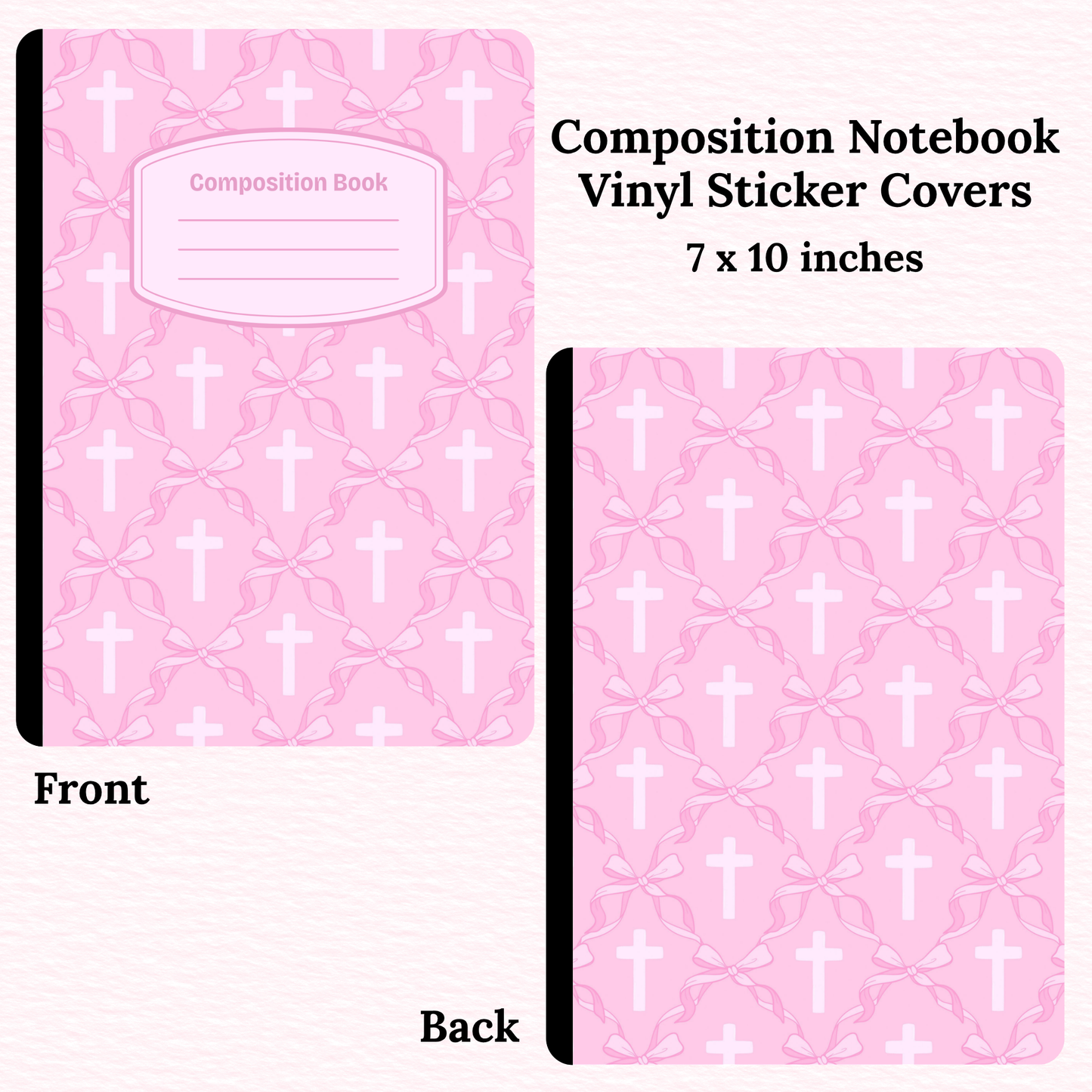 Pink Crosses and Bows Composition Notebook Vinyl Cover