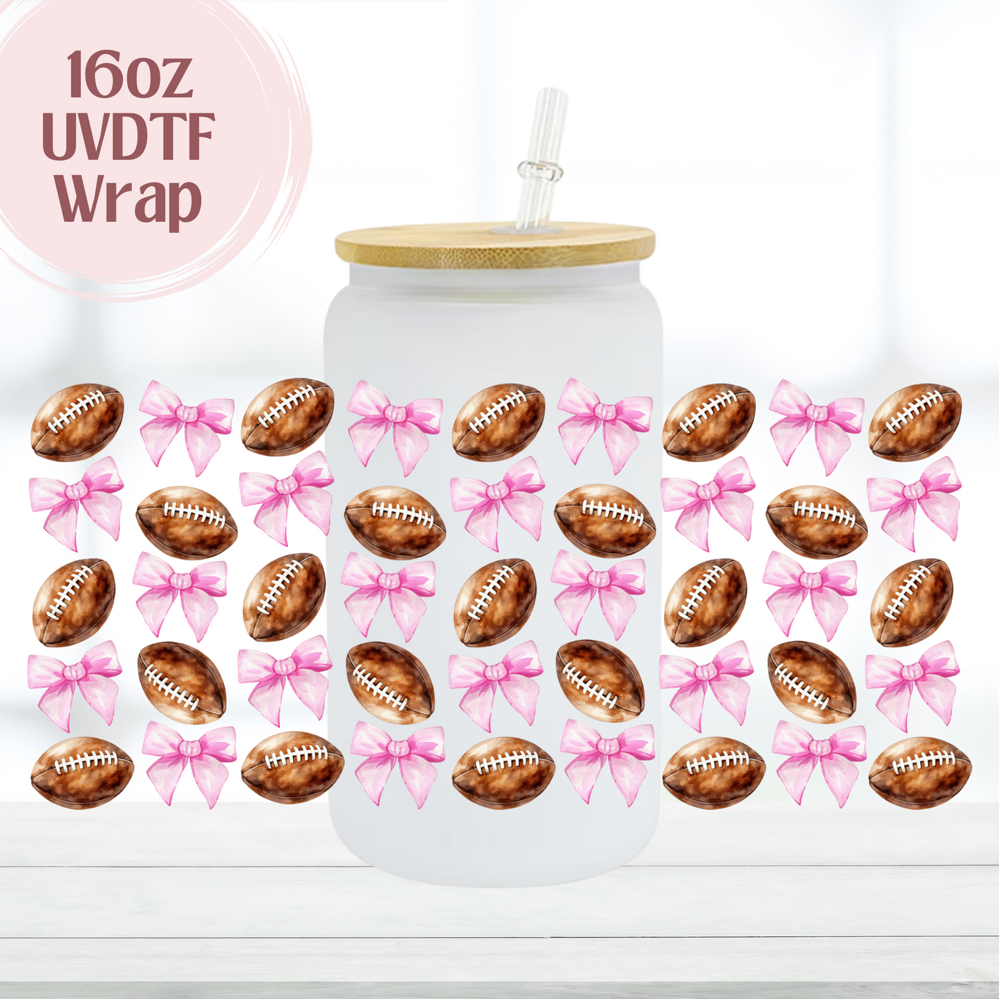 Football Coquette 16oz UVDTF Cup Wrap