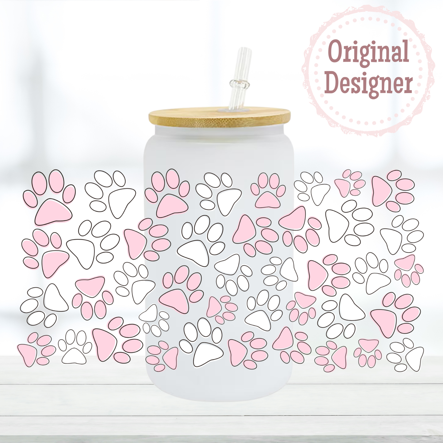 Pink Paws 16oz UVDTF Cup Wrap