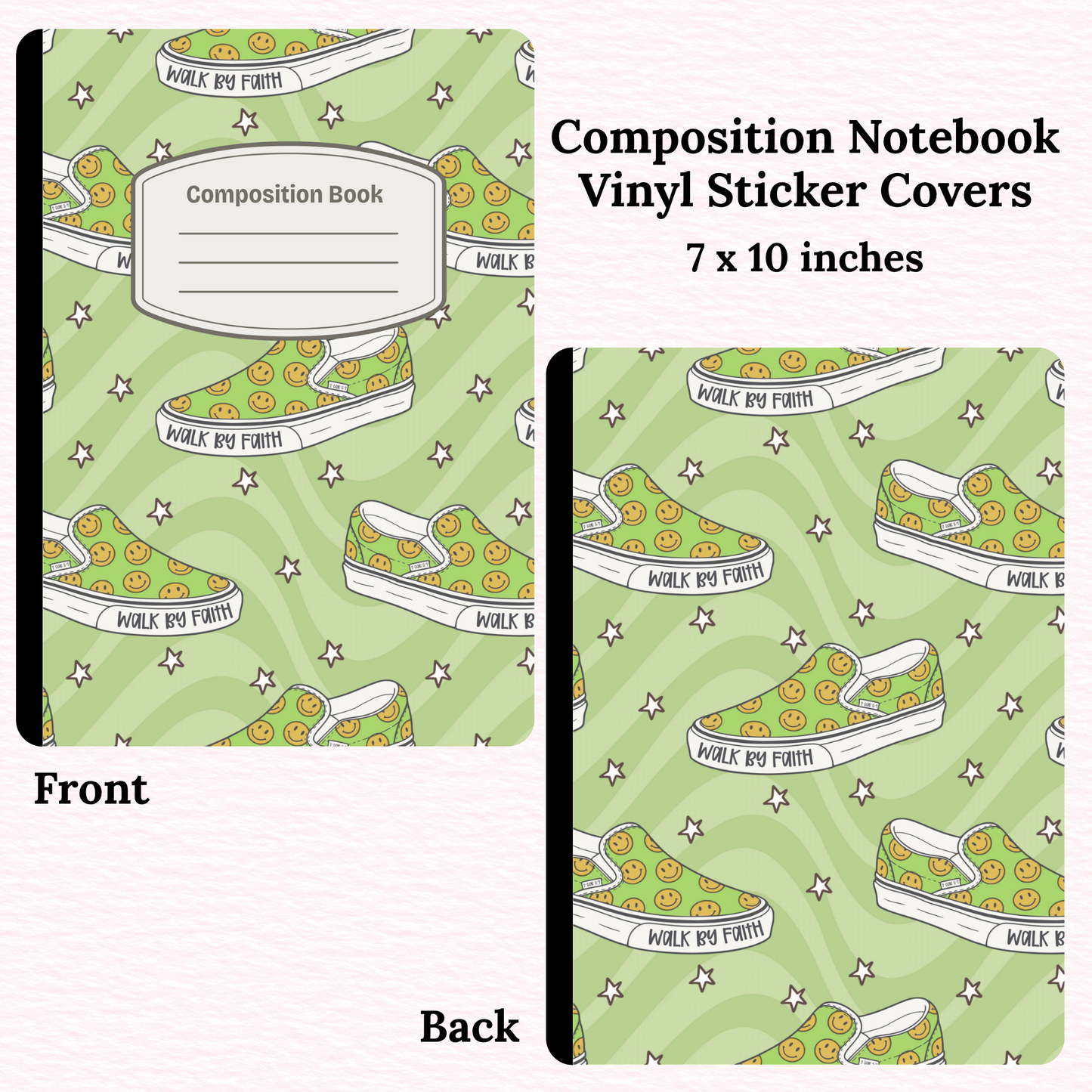 Walk by Faith Green Composition Notebook Vinyl Cover