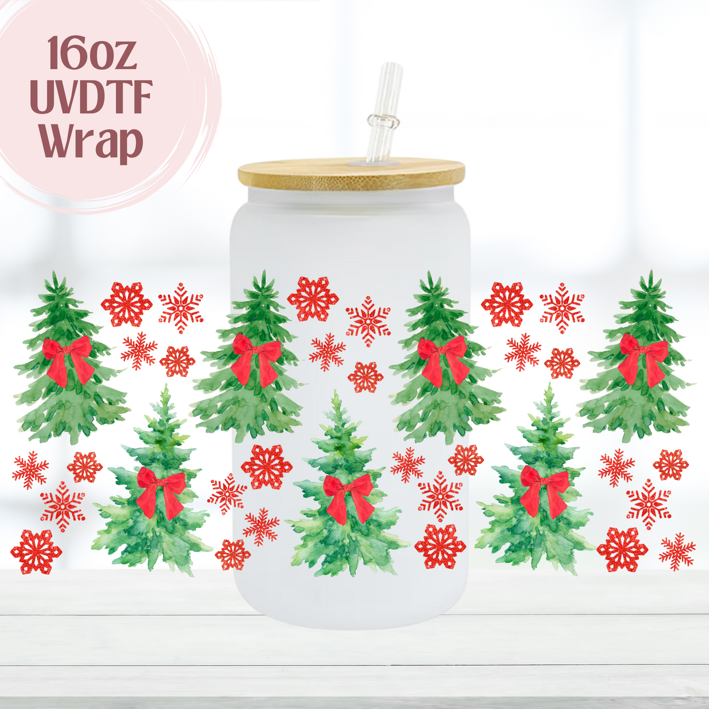 Red Coquette Trees 16oz UVDTF Cup Wrap