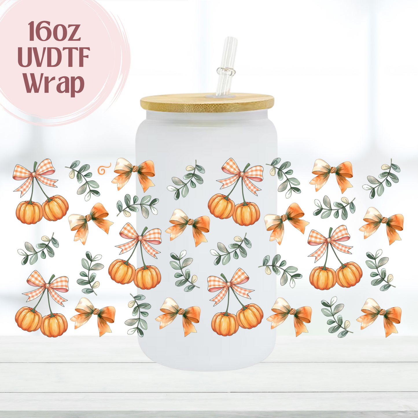 Cherry Coquette Pumpkin 16oz UVDTF Cup Wrap