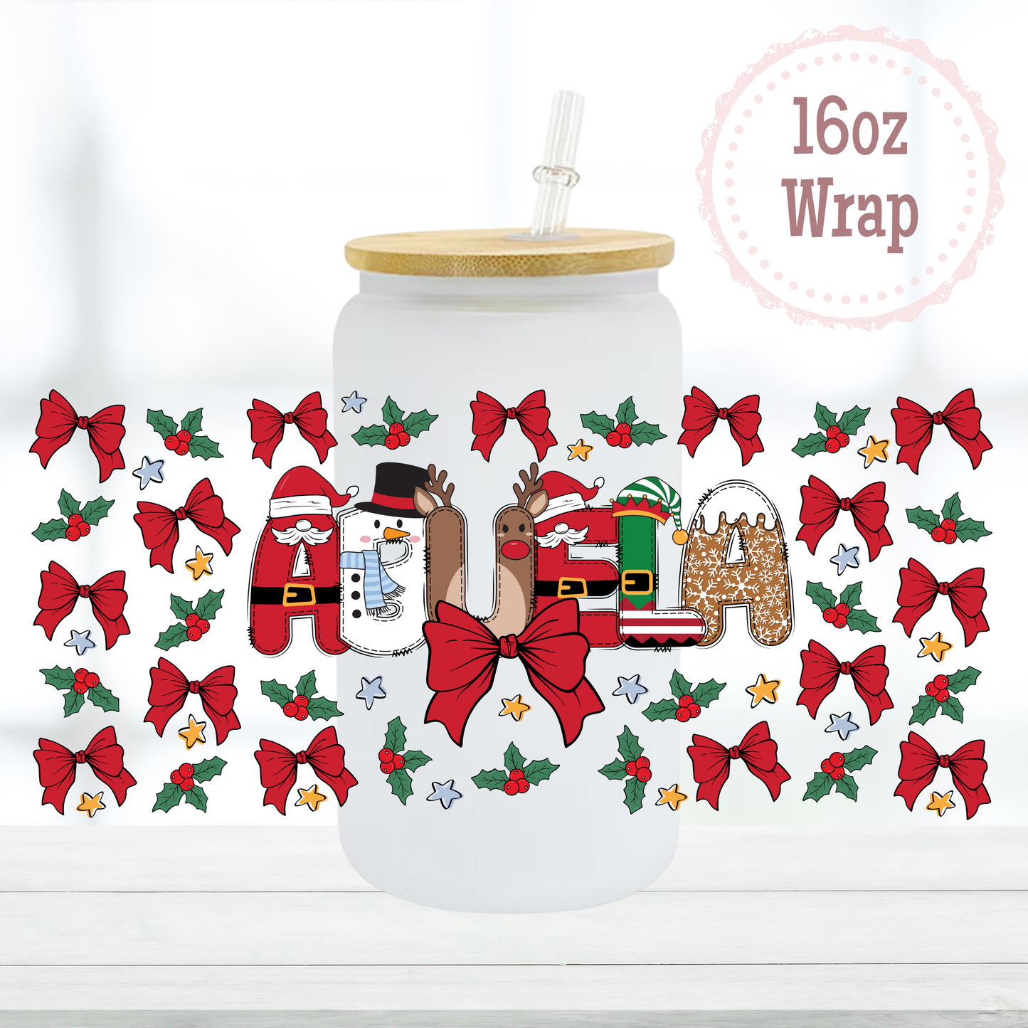Abuela Christmas 16oz UVDTF Cup Wraps