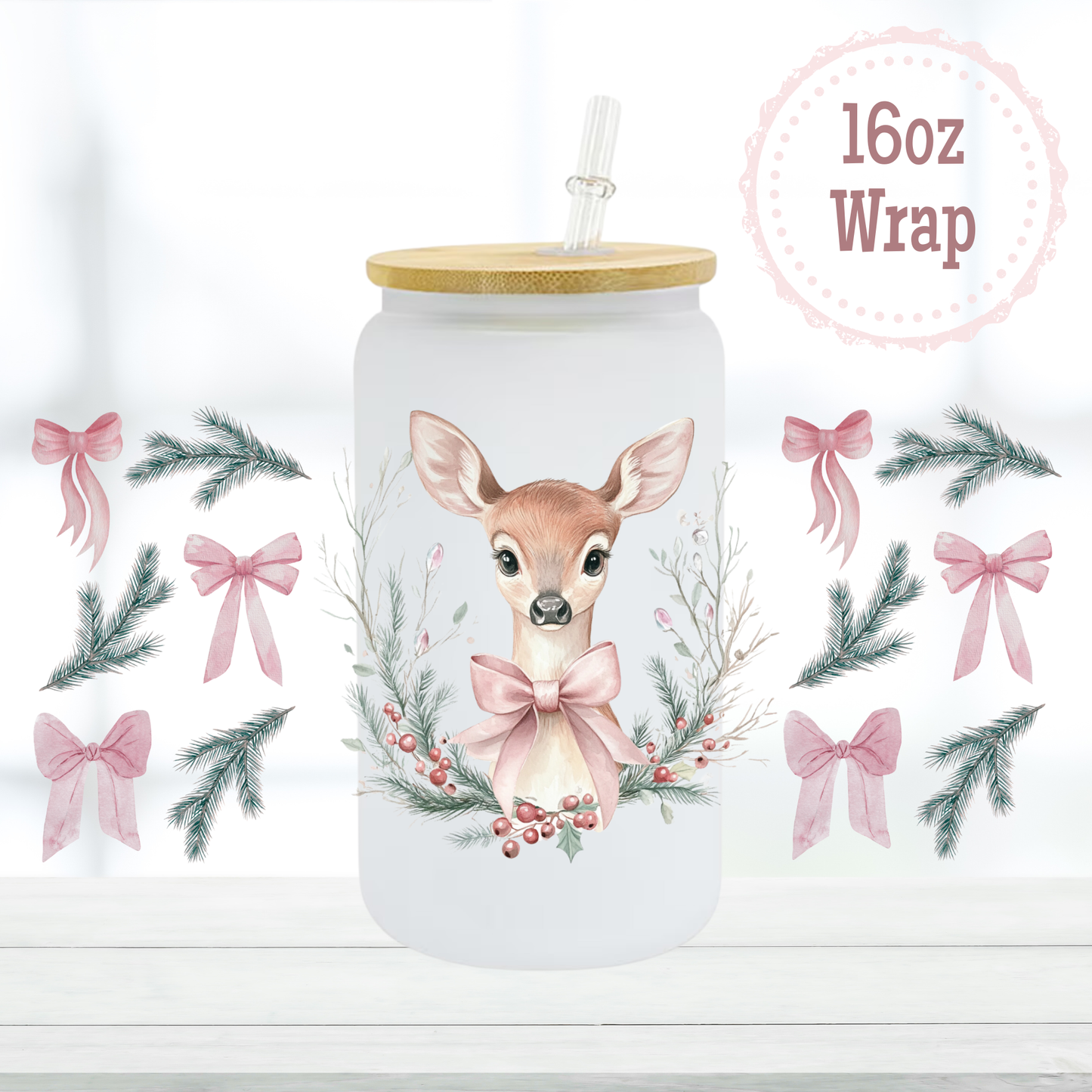 Coquette Deer 16oz UVDTF Cup Wrap