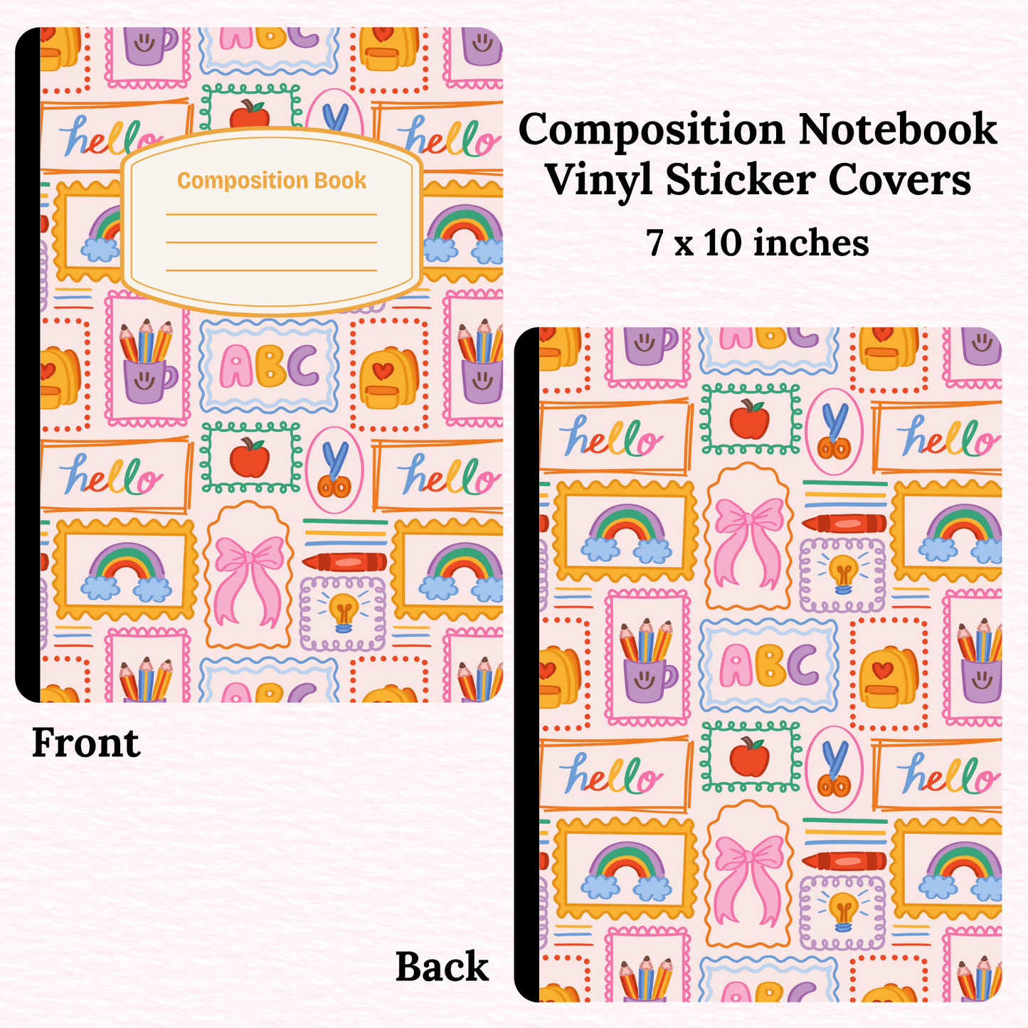 Cute School Supplies Composition Notebook Vinyl Cover