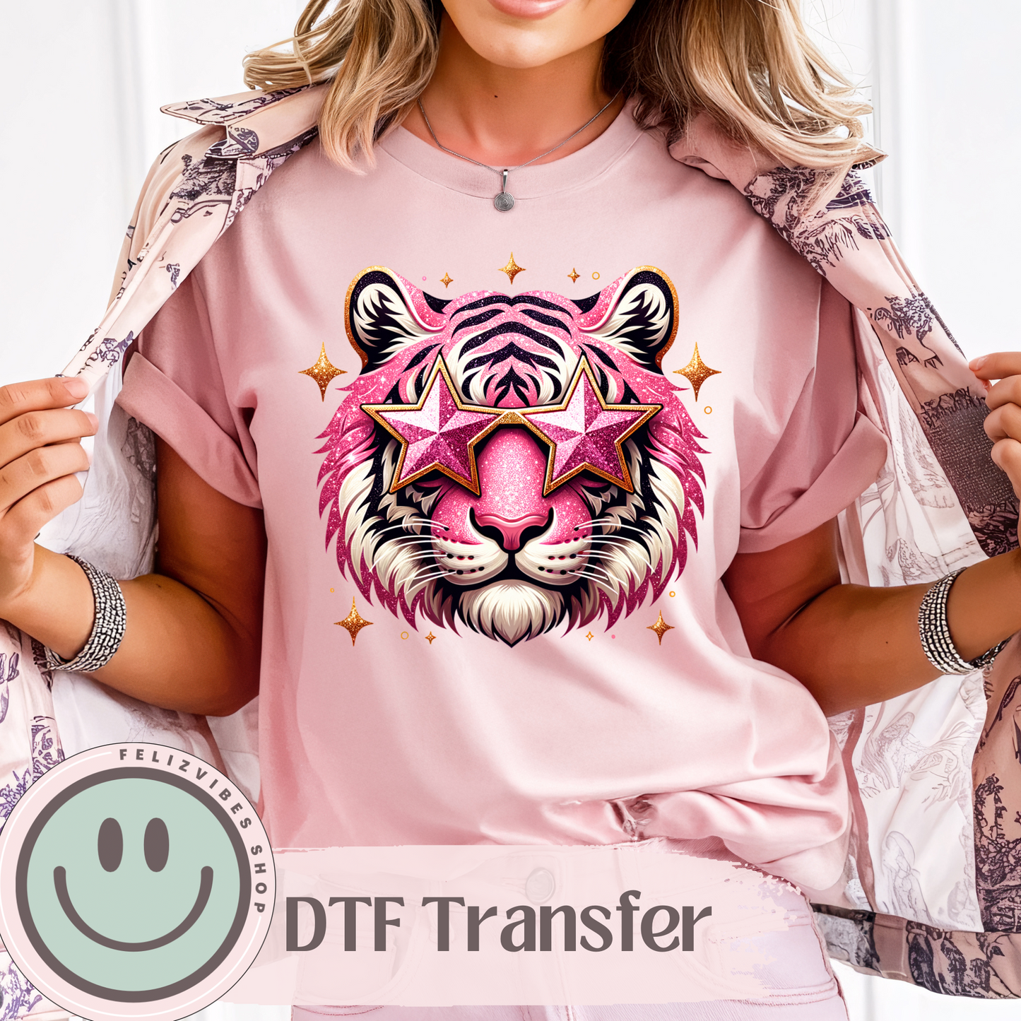 Pink Tiger DTF Print