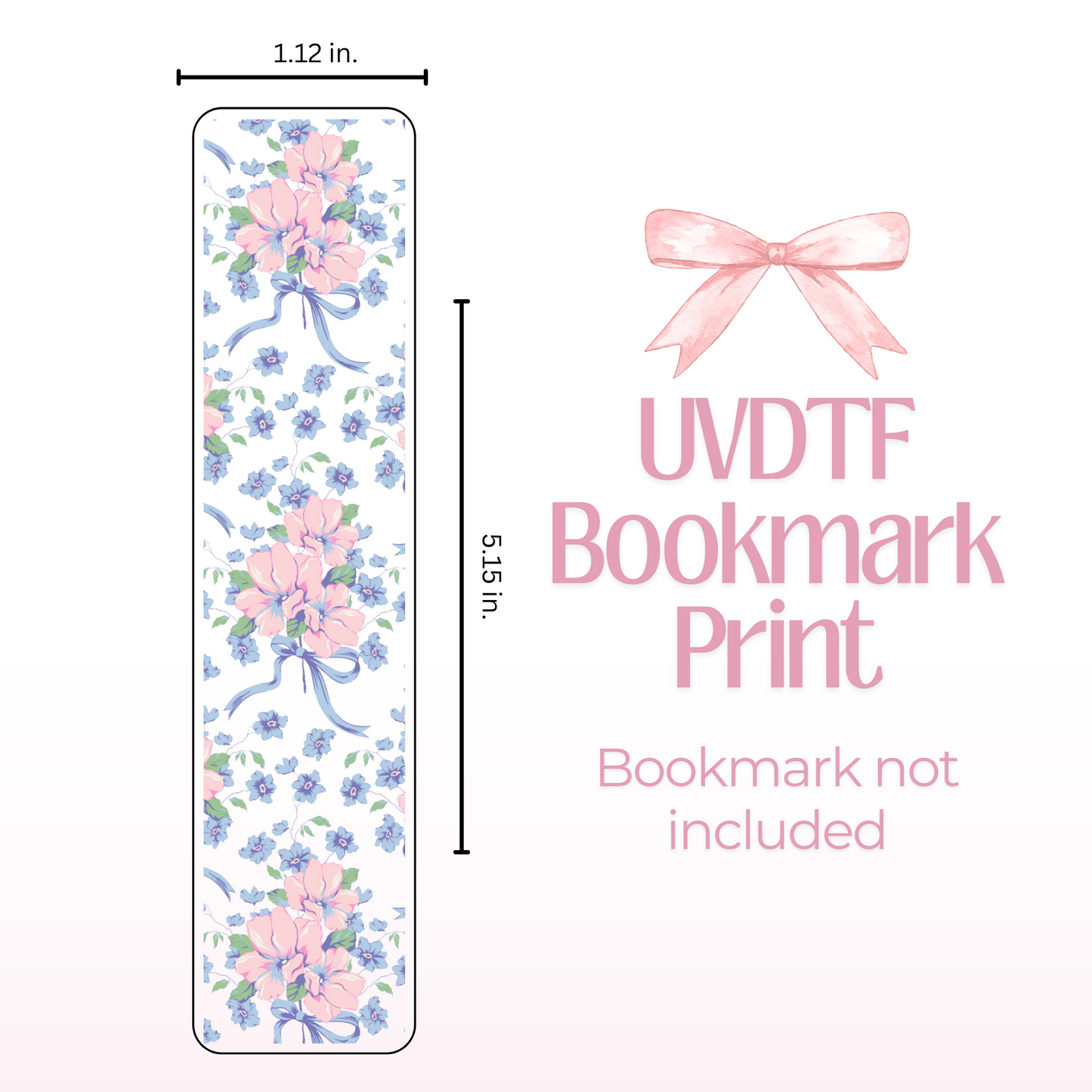 Pink & Blue Floral Double Sided Bookmark