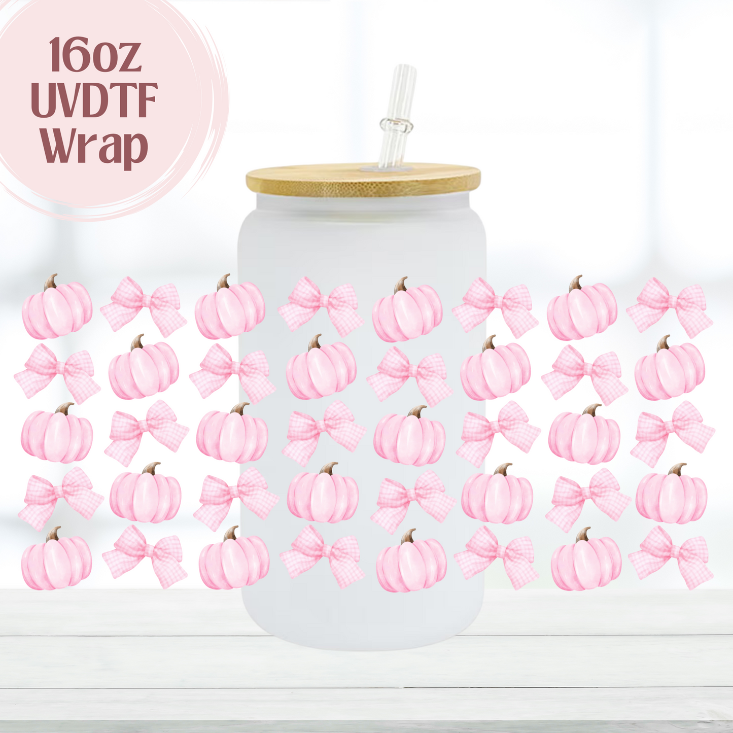 Pink Pumpkins 16oz UVDTF Cup Wrap