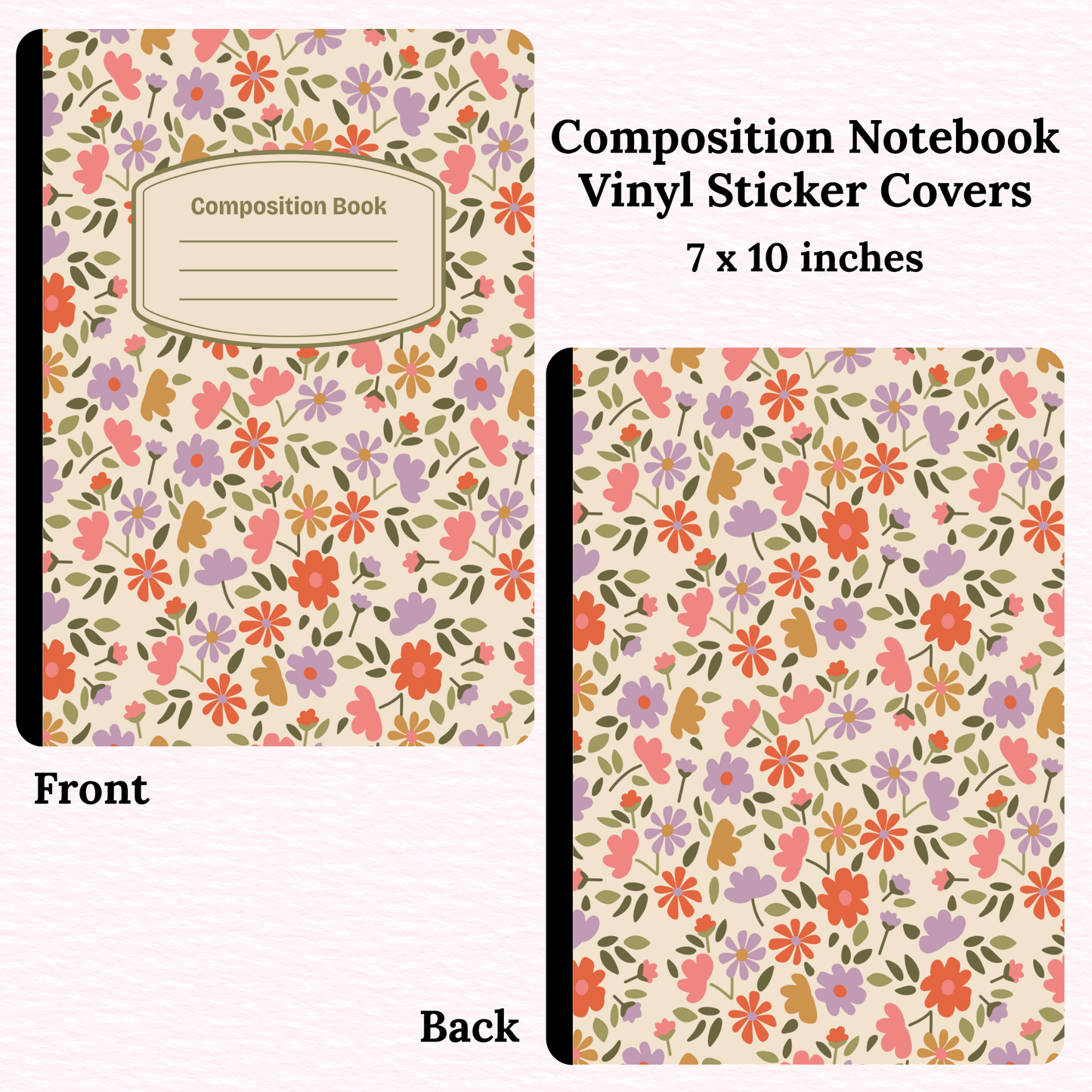 Boho Flowers Composition Notebook Vinyl Cover