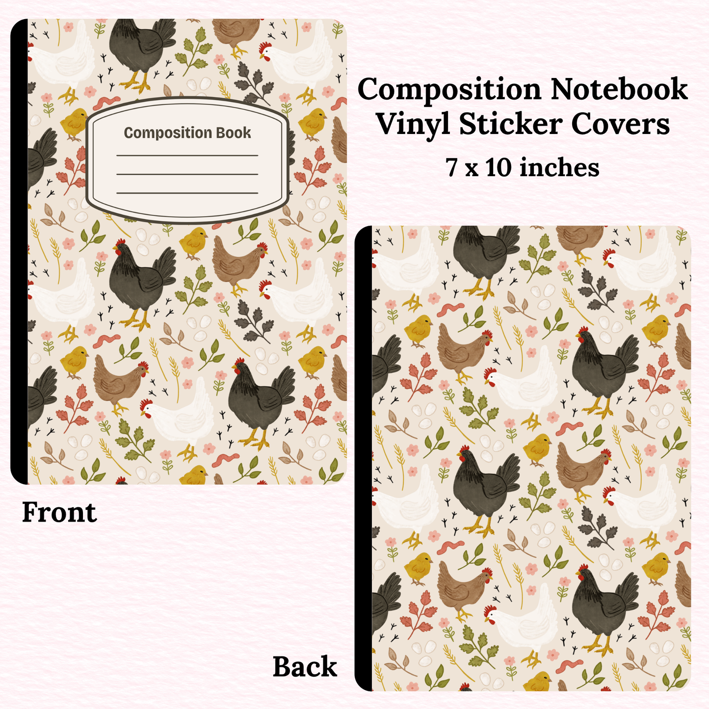 Vintage Chickens Composition Notebook Vinyl Cover