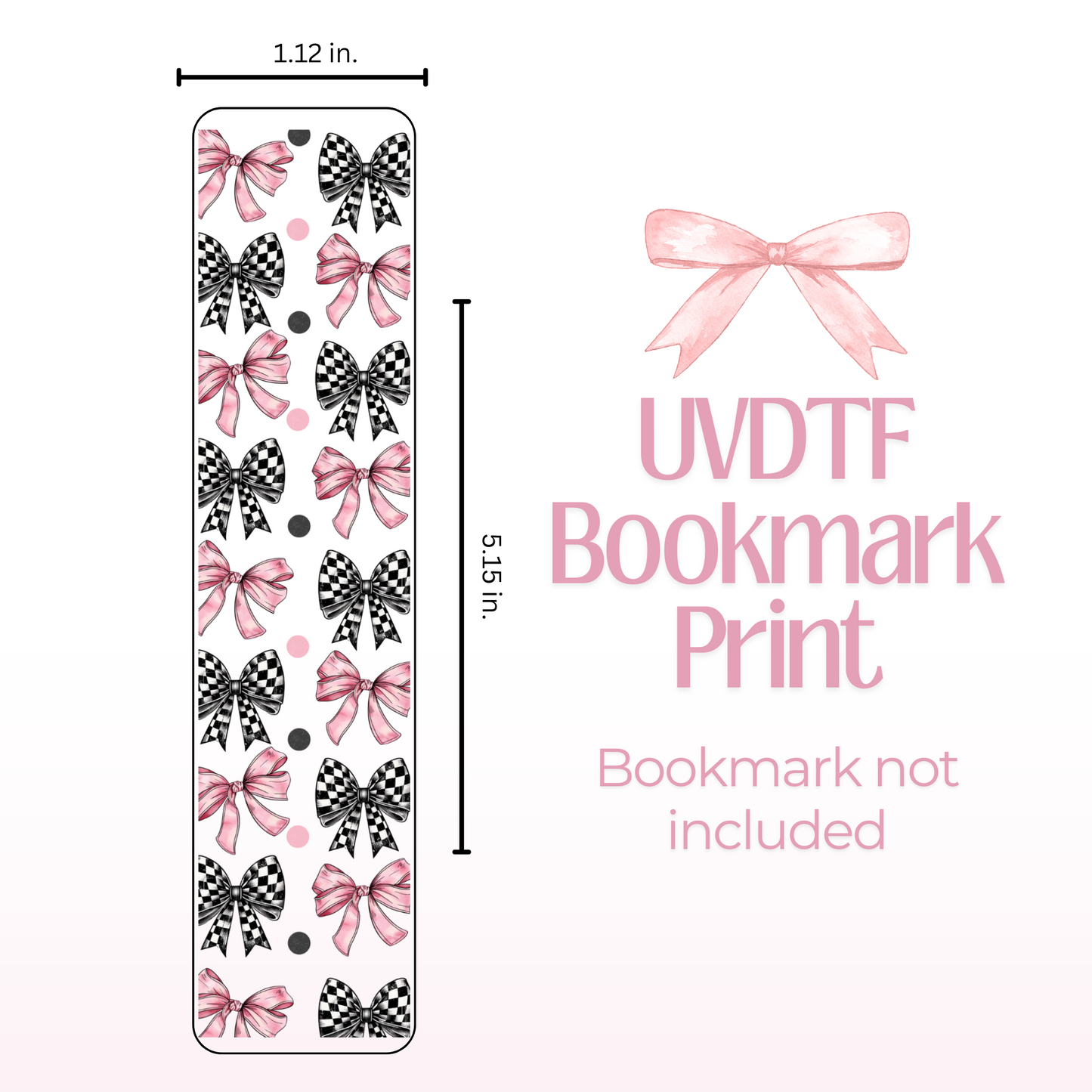 Pink and Checkered Bows Double Sided Bookmark
