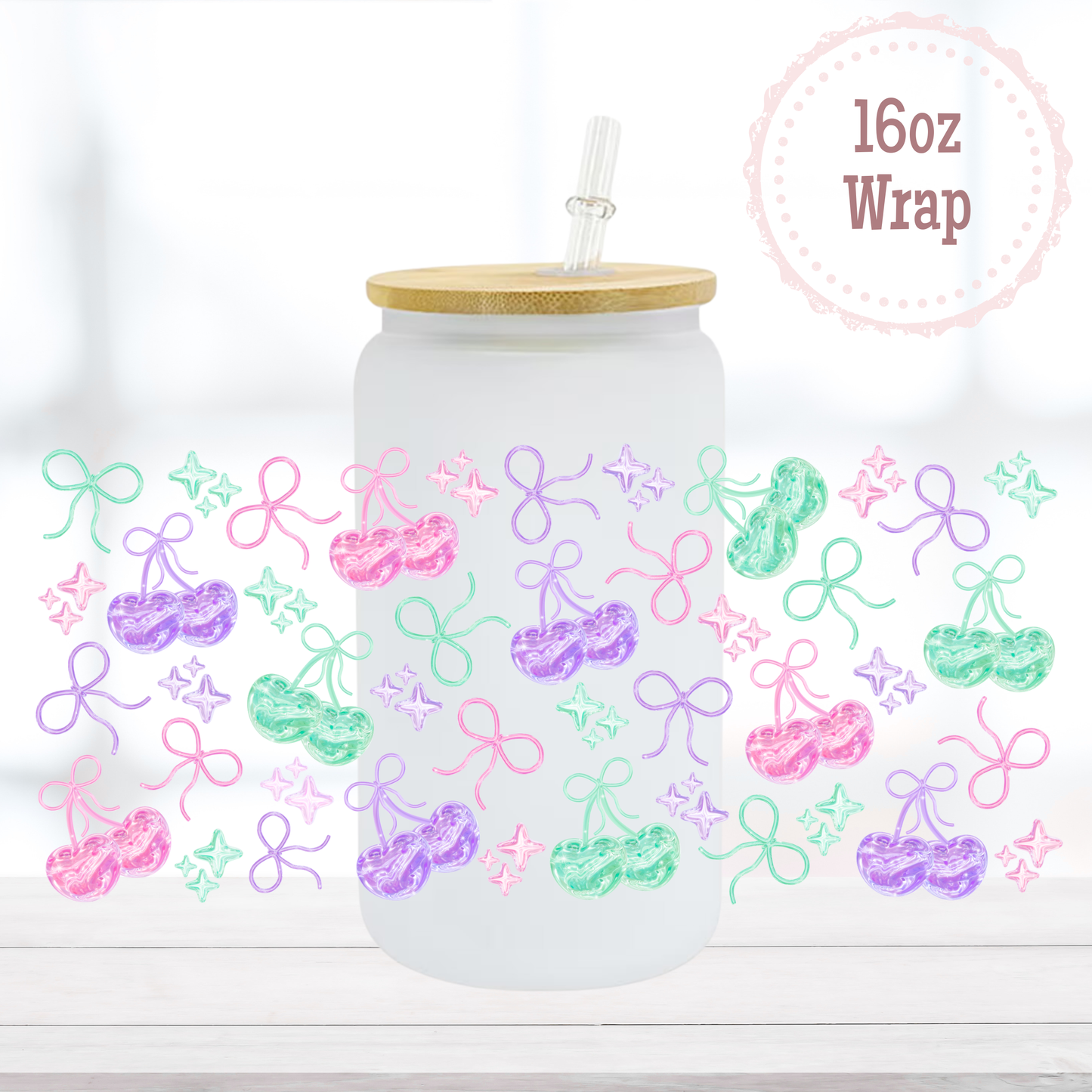 Colourful Cherries 16oz UVDTF Cup Wrap