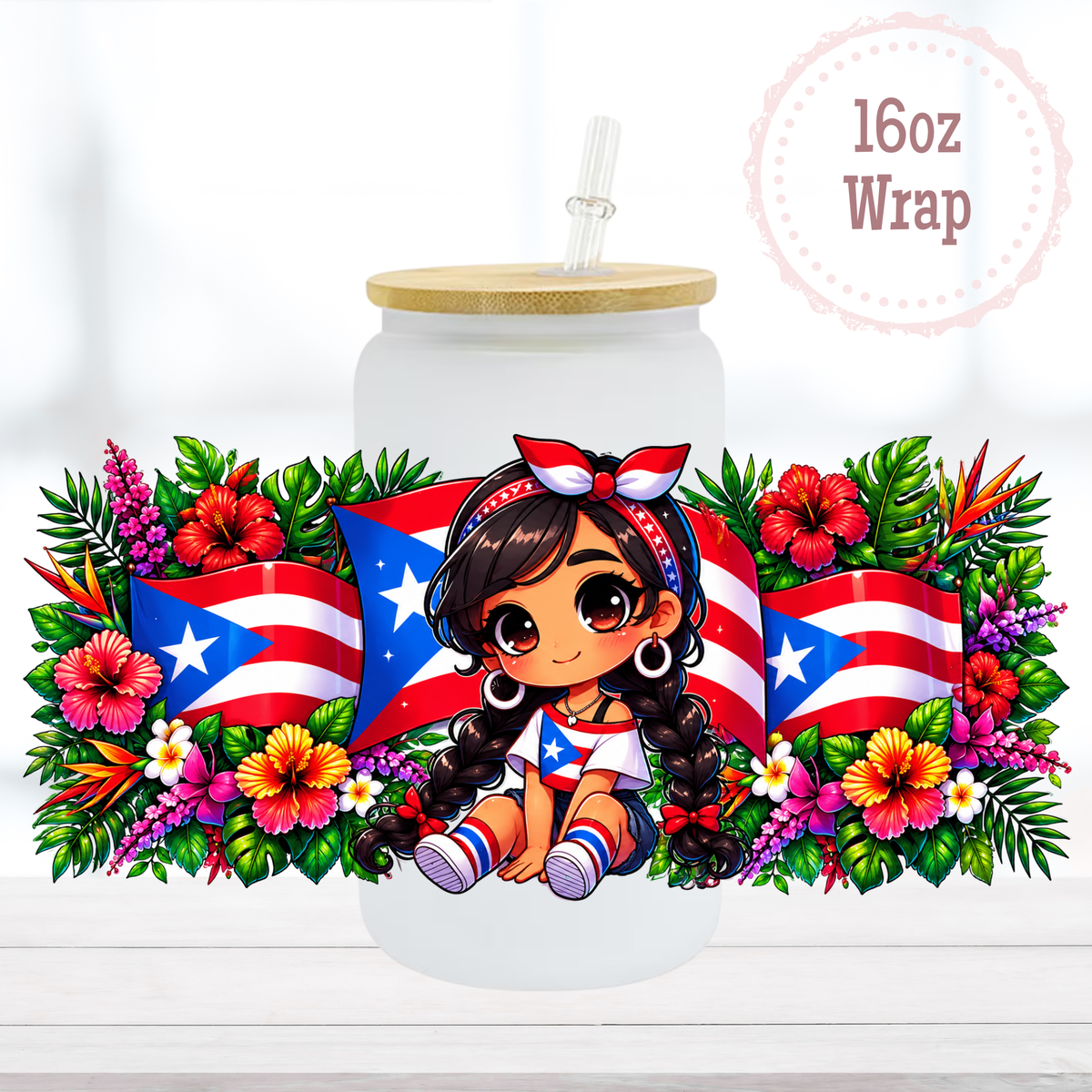Puerto Rican Girl 16oz UVDTF Cup Wrap