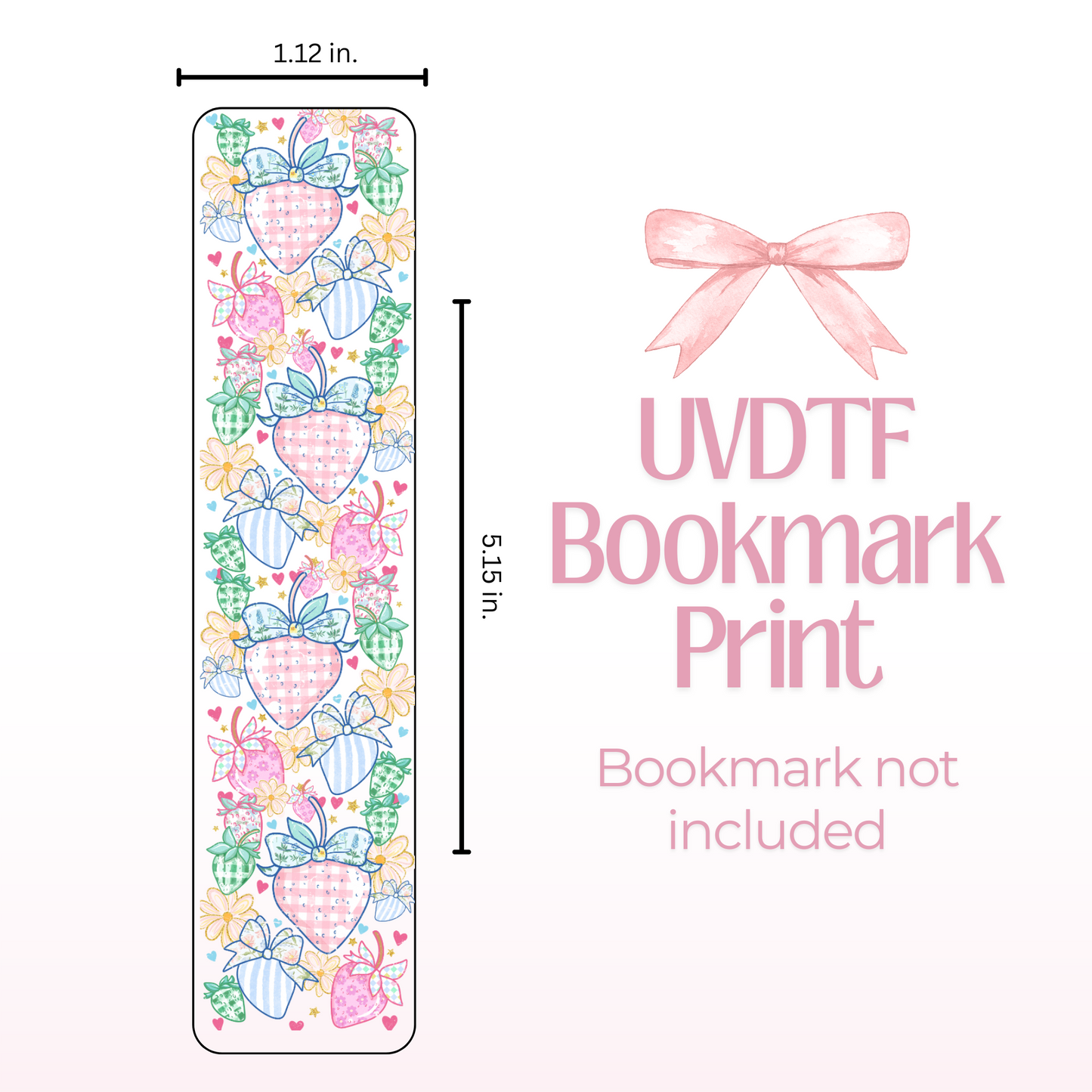 Pastel Strawberries Double Sided Bookmark