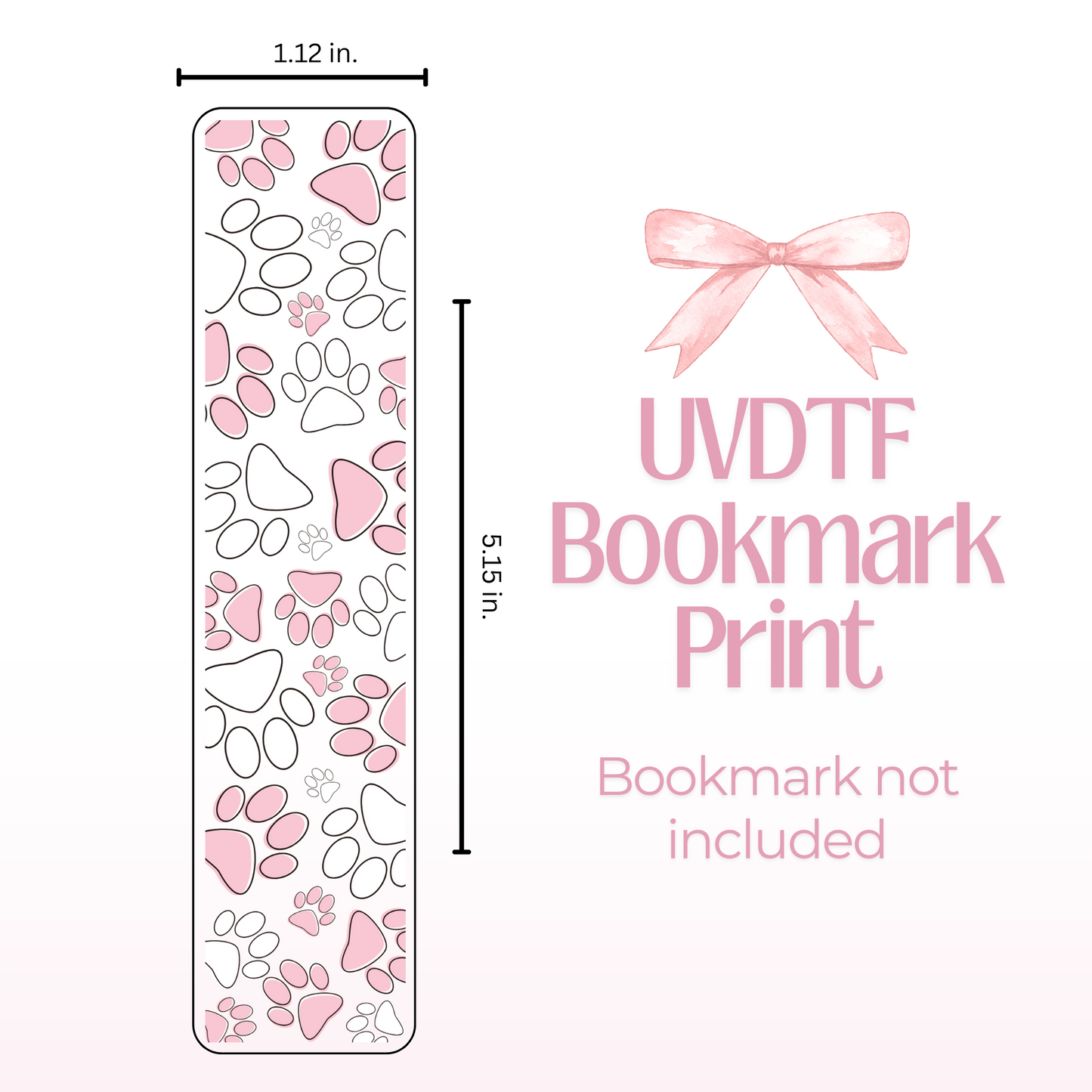 Pink Paw Prints Double Sided Bookmark